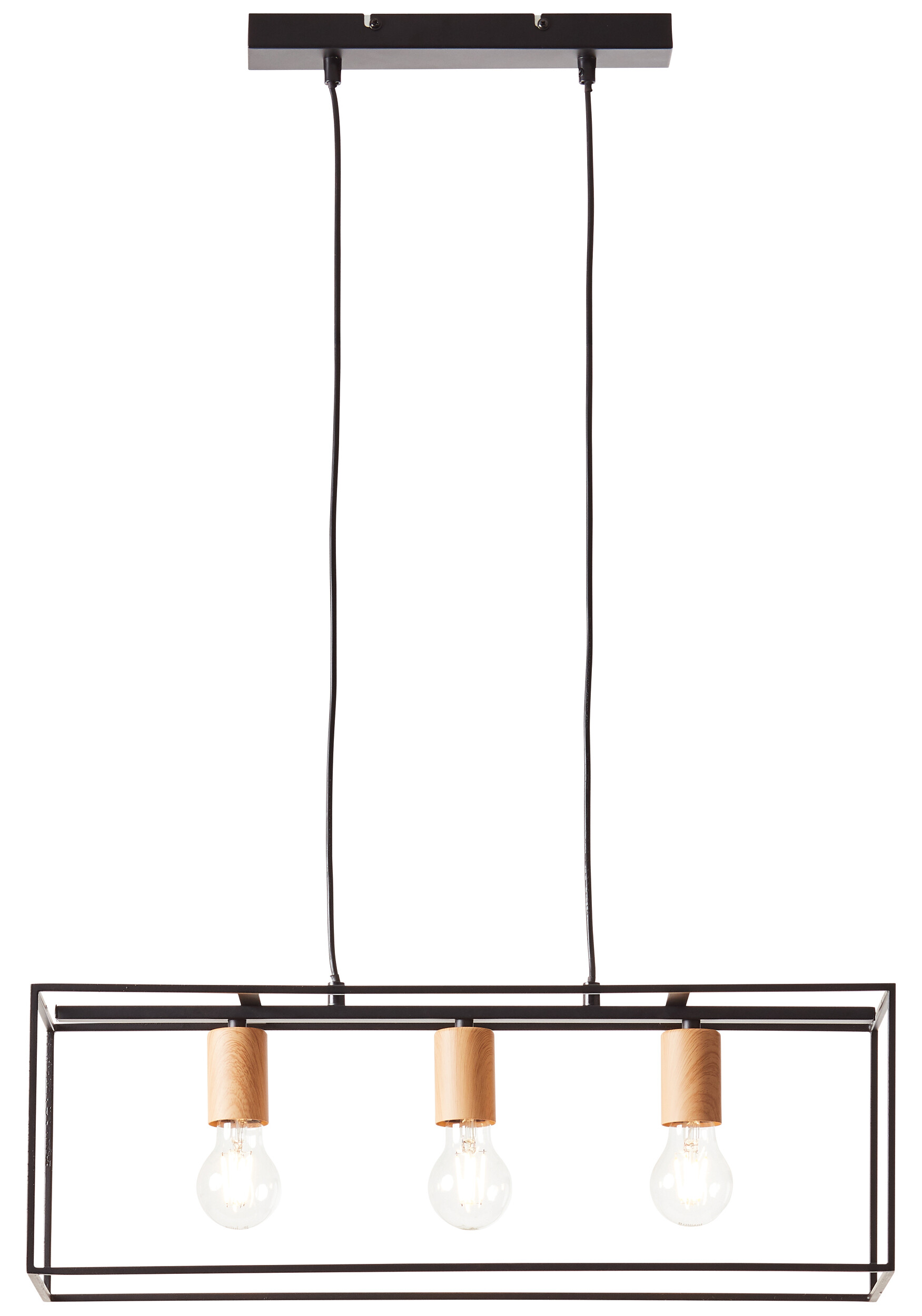 Brilliant Pendelleuchte 92747/76 schwarz Metall B/H/T: ca. 60x110x20 cm E27 3 Brennstellen