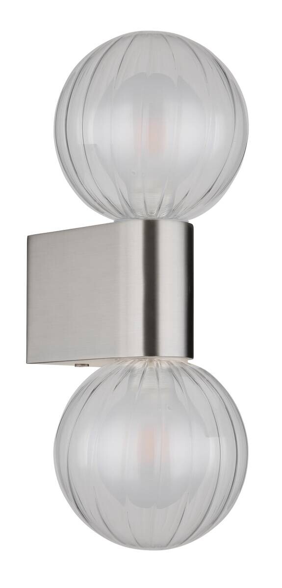 GLOBO Wand-/Deckenleuchte Ander 41928-2N transparent silber Glas Aluminium B/L: ca. 10x27 cm G9 2 Brennstellen