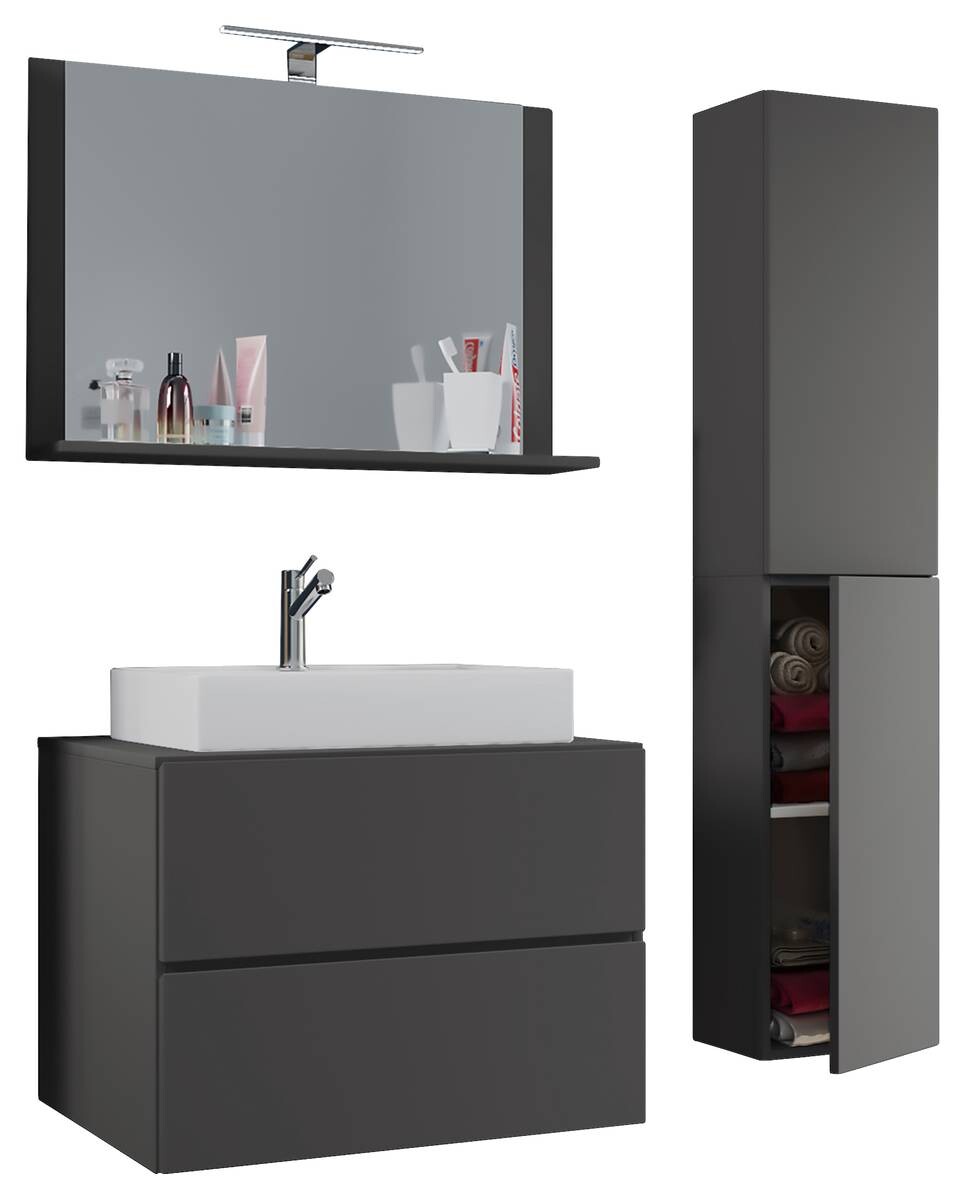 Waschplatz 4tlg-Lendas anthrazit weiß B/H/T: ca. 60x52x52 cm