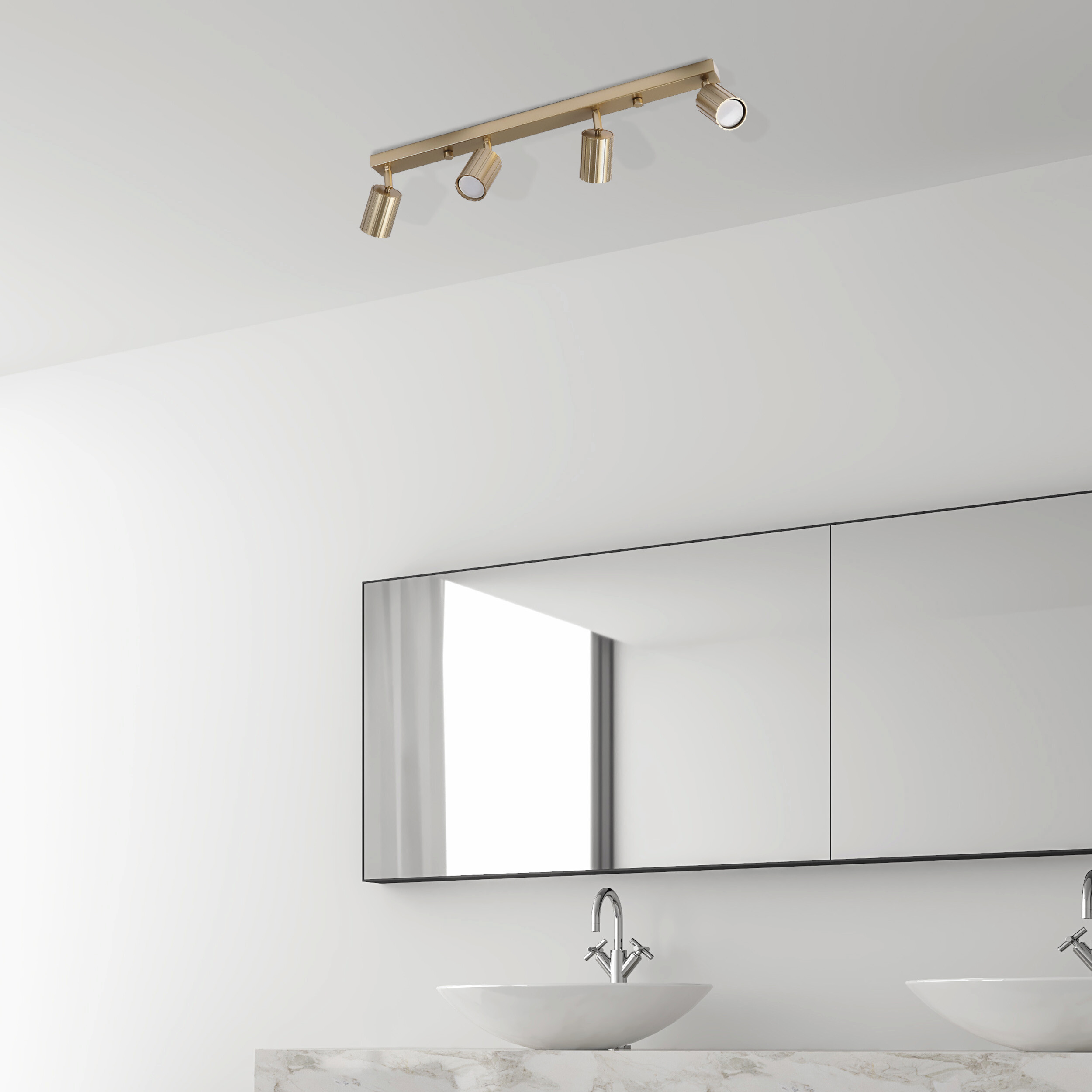 Lamkur Strahler Prisma gold Stahl B/H/L: ca. 6,5x16,5x81 cm 4 Brennstellen