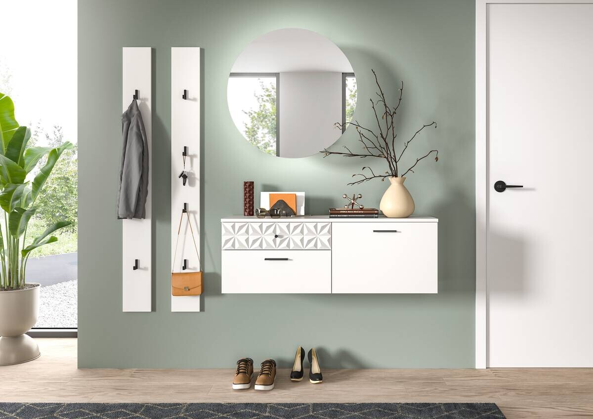 Garderobe Prisma weiß weiß Hochglanz B/H/T: ca. 172x192x34 cm