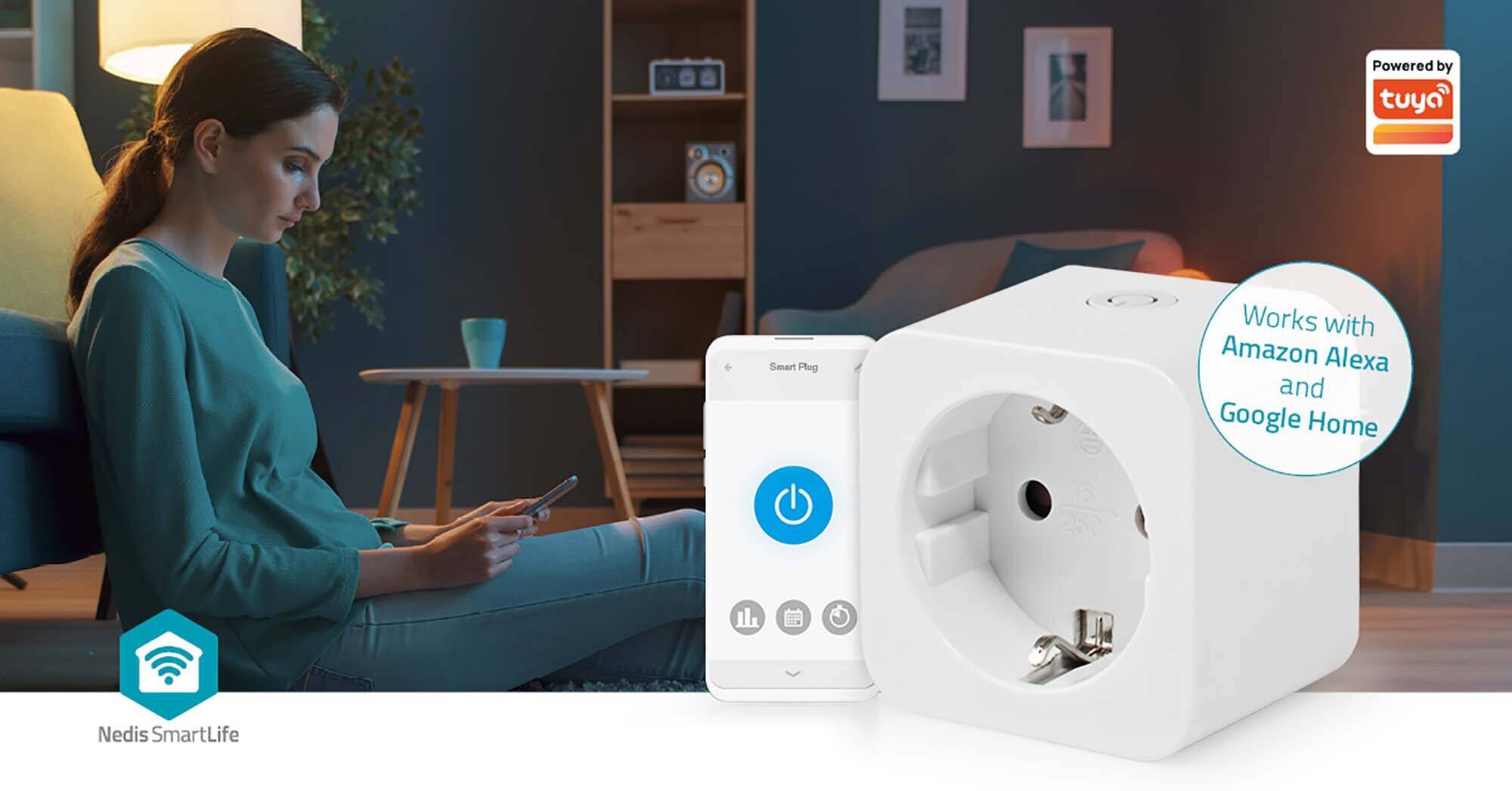 Nedis Smart-Stecker weiß Kunststoff B/H/L: ca. 5,47x8,25x5,47 cm