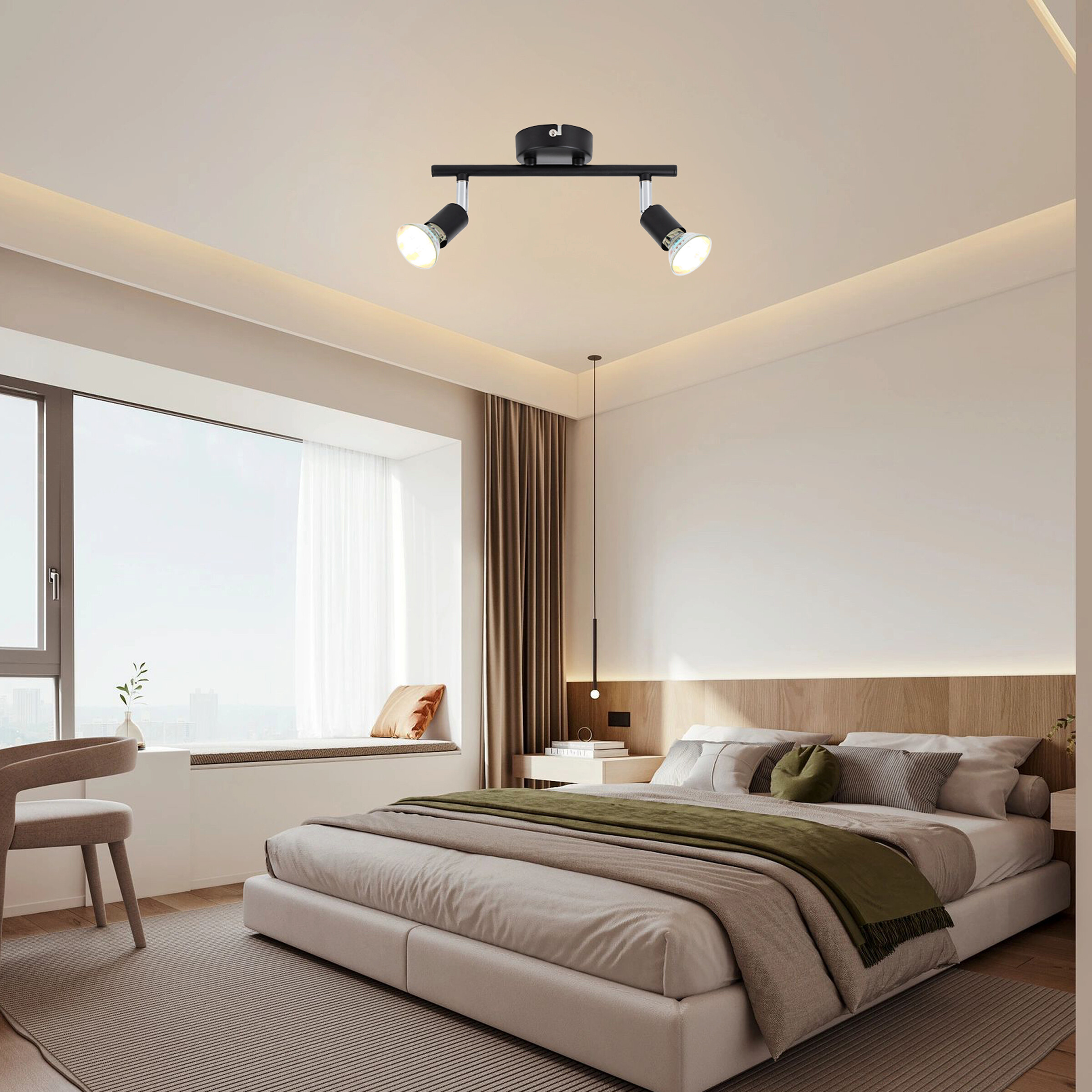 POCOline Spotbalken Boris schwarz B/H/L: ca. 10x8x25 cm 2 Brennstellen