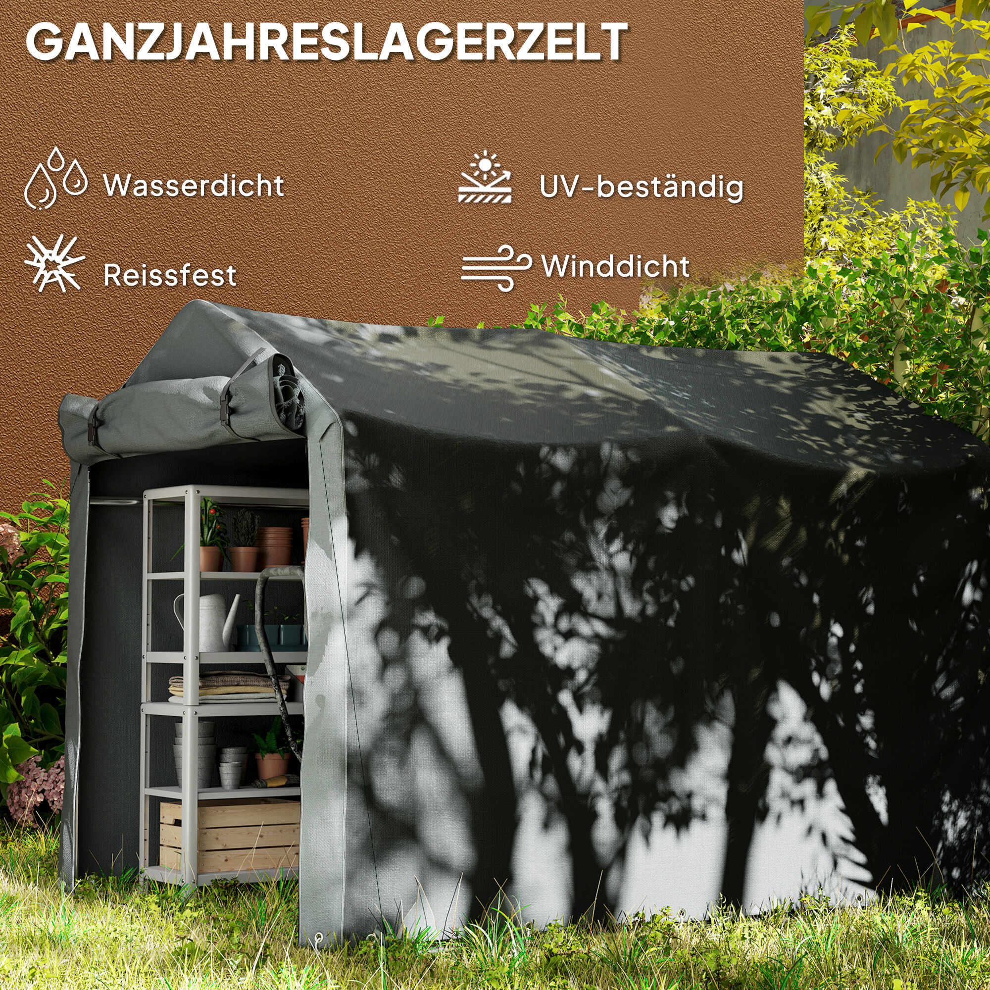 Outsunny Gerätezelt dunkelgrau Polyethylen B/H/L: ca. 157x165x220 cm