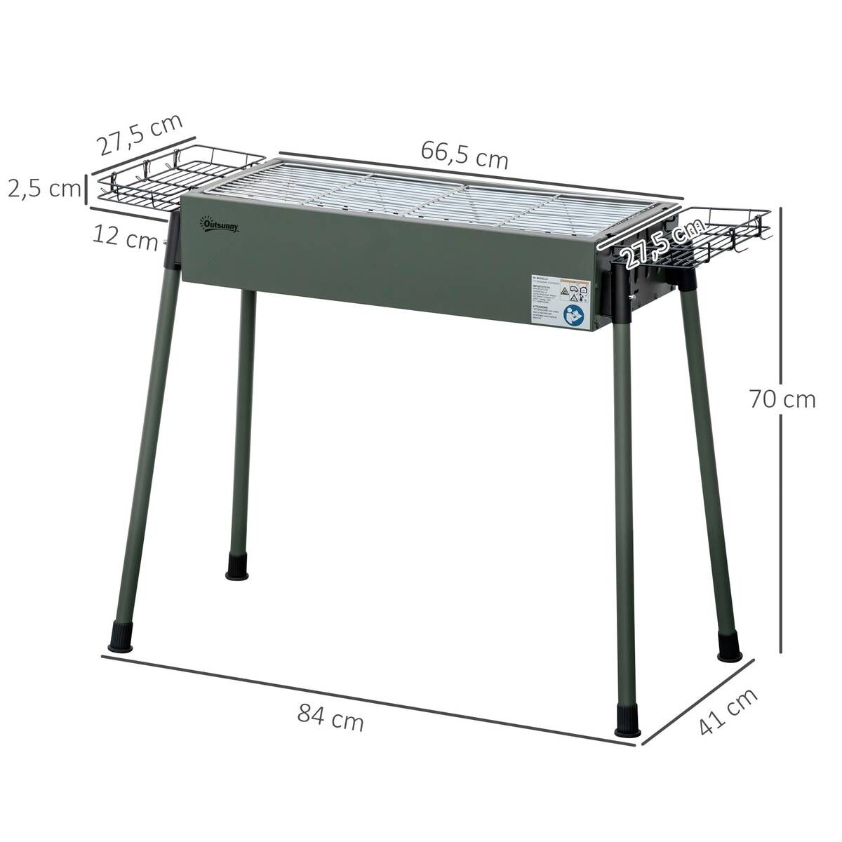 Outsunny Holzkohlegrill Stahl B/H/L: ca. 30x70x77 cm