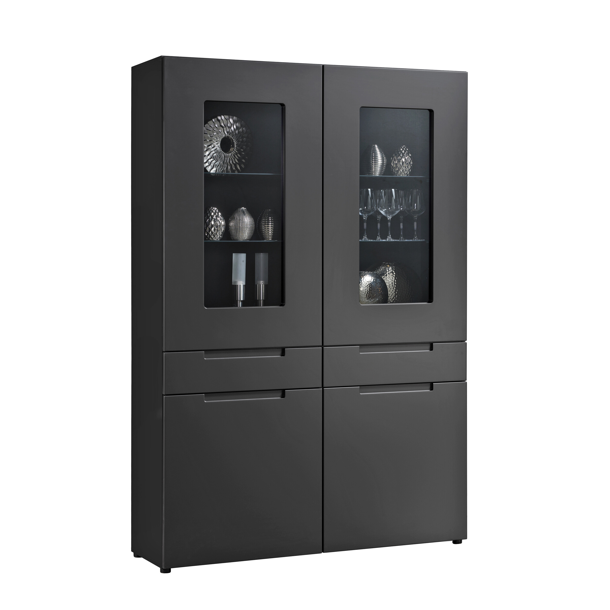 Hochschrank Mailand anthrazit matt MDF B/H/T: ca. 128x191x40 cm