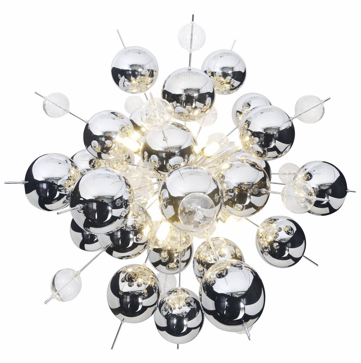 Näve Leuchten Pendelleuchte Chrom Glas Metall B/H/T/D: ca. 65x193x65x65 cm G9 10 Brennstellen