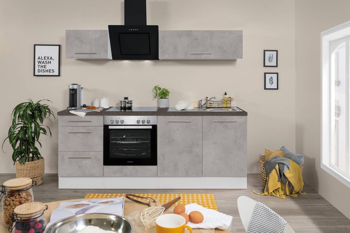 Respekta Küchenblock Amanda Beton Optik B/H/T: ca. 210x200x60 cm