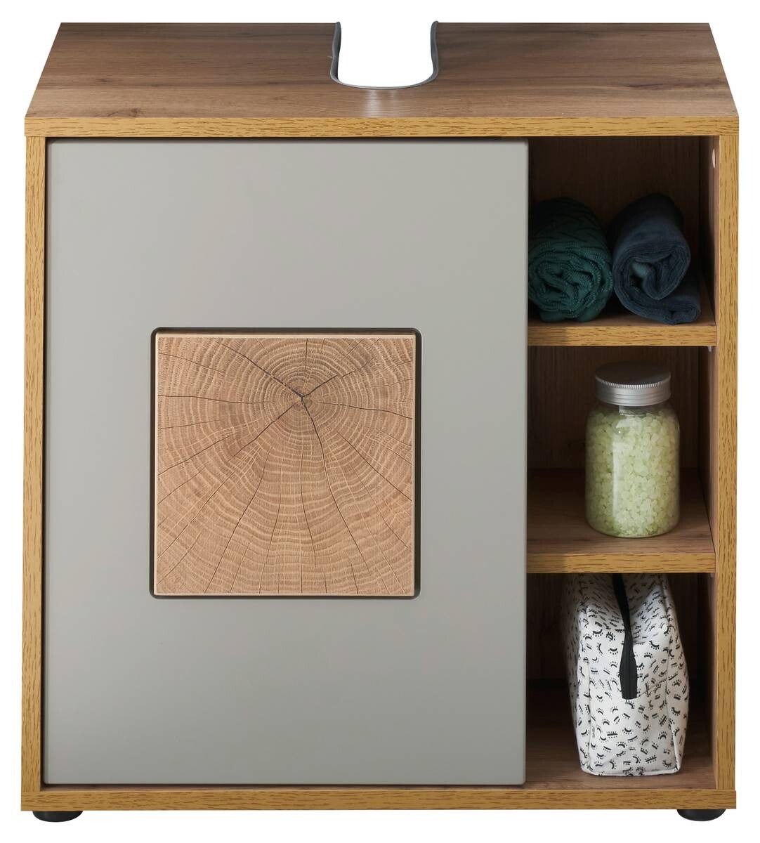 Waschbeckenunterschrank Greece Wildeiche Nachbildung grau B/H/T: ca. 60x60x35 cm