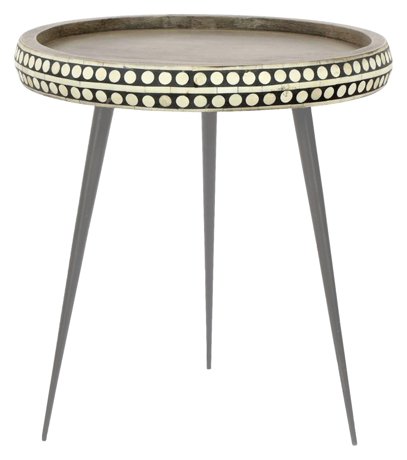 Beistelltisch JANA natur Lack matt schwarz pulverbeschichtet Echtholz Metall