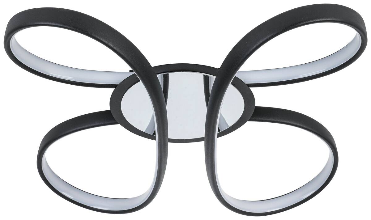 Nolo LED Deckenleuchte Markus Chrom schwarz Kunststoff Metall B/H/L: ca. 48x12x48 cm 2 Brennstellen