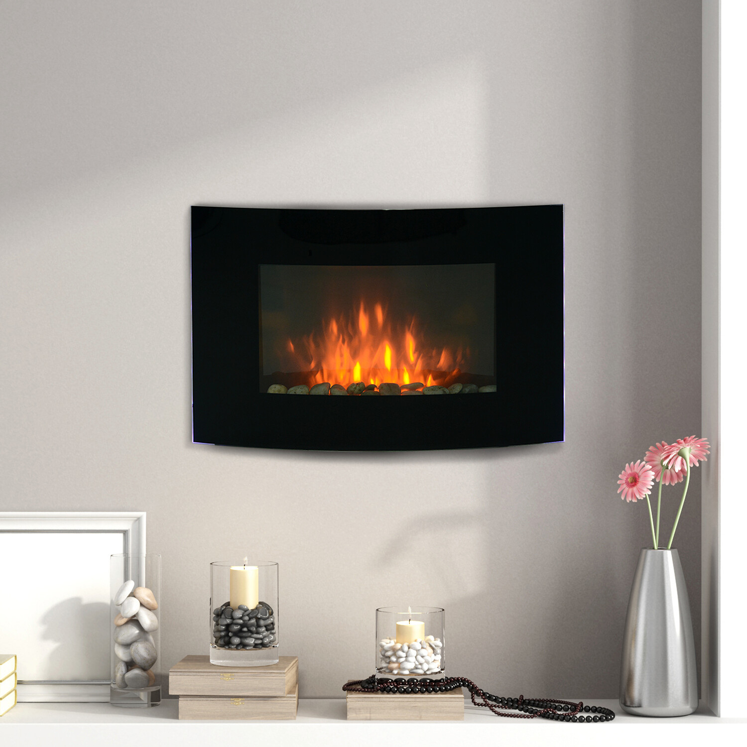 HOMCOM Elektrischer-Kamin  MH820-052 schwarz Metall Glas B/H/T: ca. 88,5x56x13,5 cm ca. 2000 W