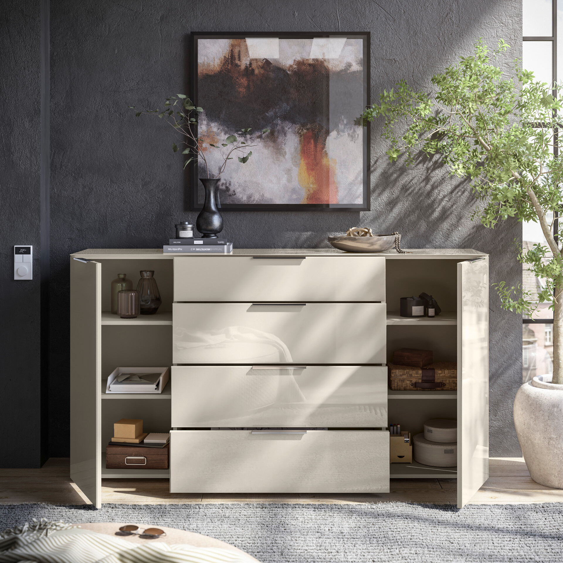 Kommode Santorin Kaschmir Chrom B/H/T: ca. 180x99x40 cm