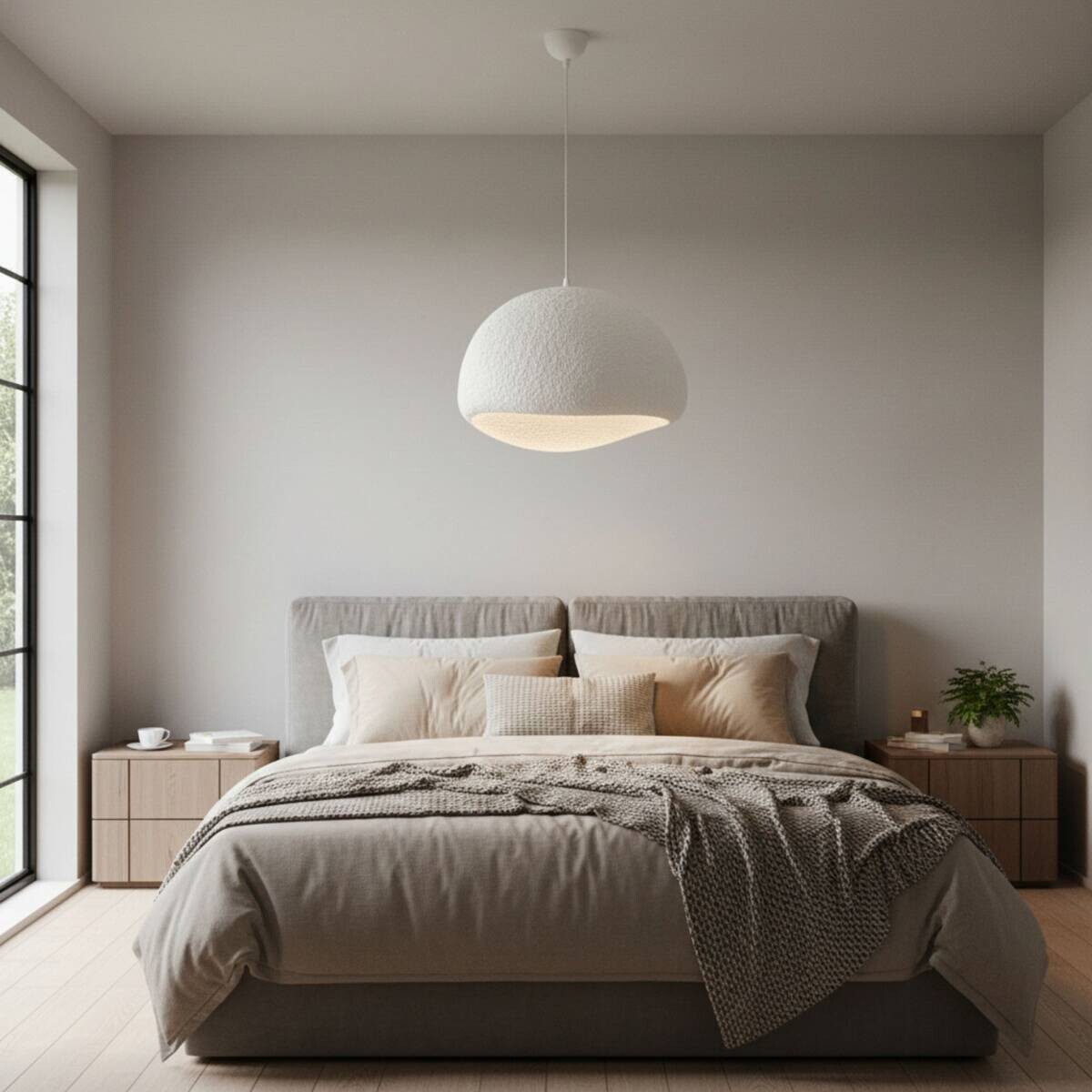 Opviq Pendelleuchte weiß Metall Fiberglas B/T/L: ca. 50x44x50 cm E27 1 Brennstellen