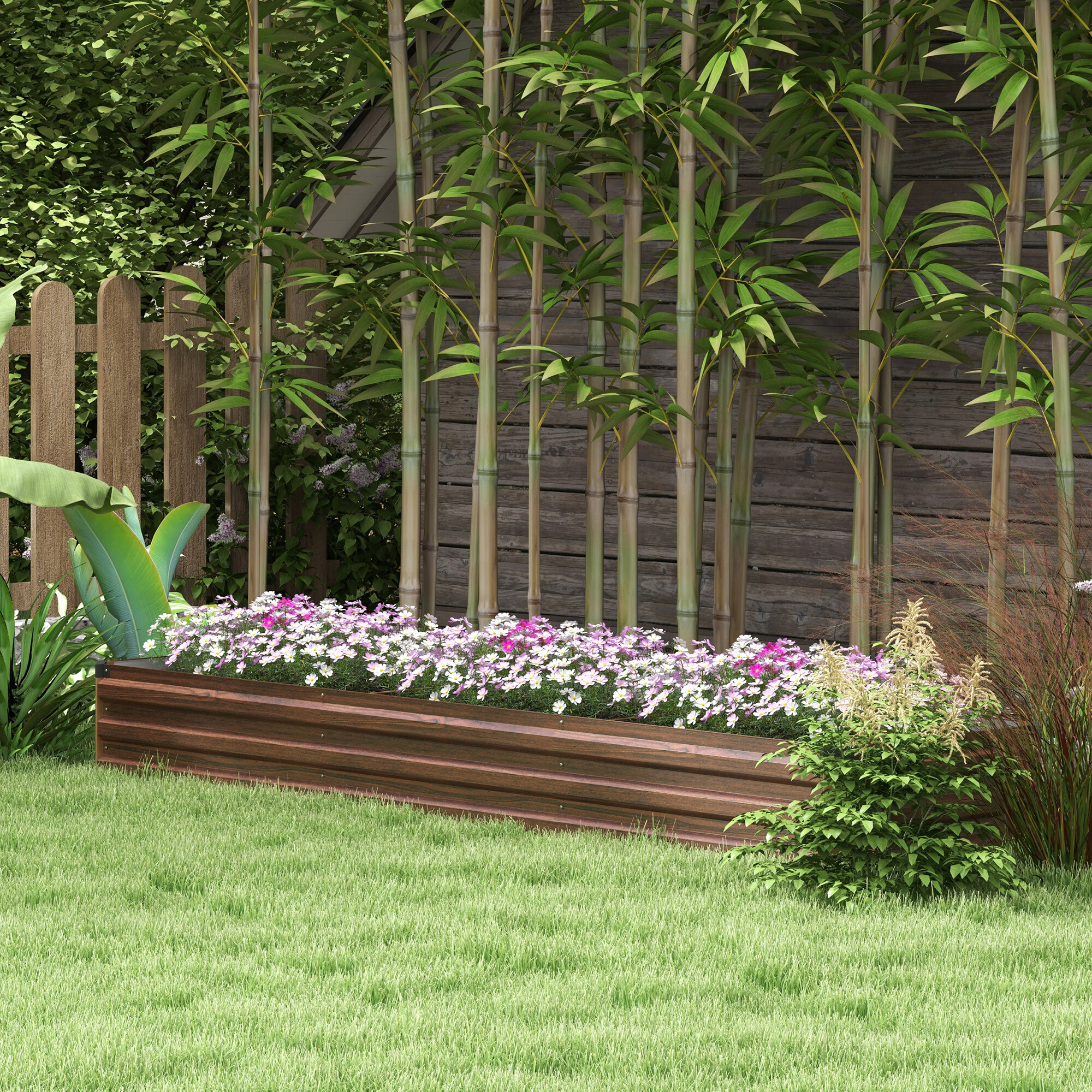 Outsunny Hochbeet braun Stahl B/H/L: ca. 60x30x240 cm