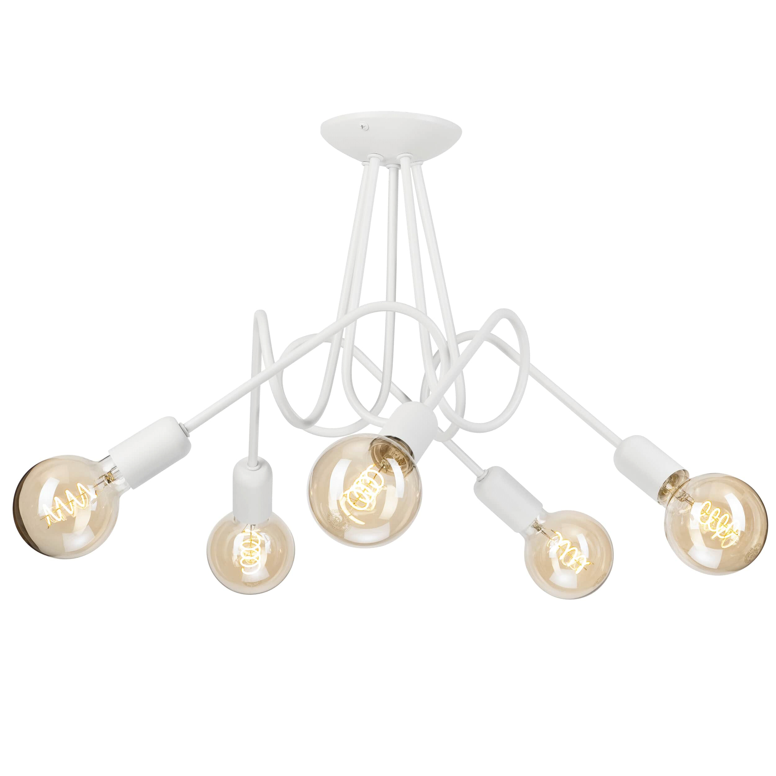 Lamkur Kronleuchter weiß Stahl B/H/L: ca. 39x54x54 cm E27 5 Brennstellen