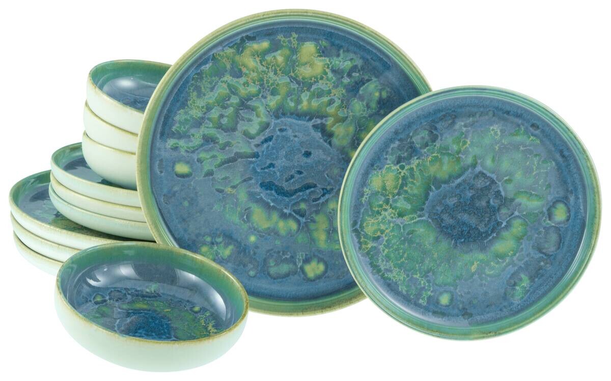 CreaTable Tafelservice Yuki grün Steinzeug 12 tlg.