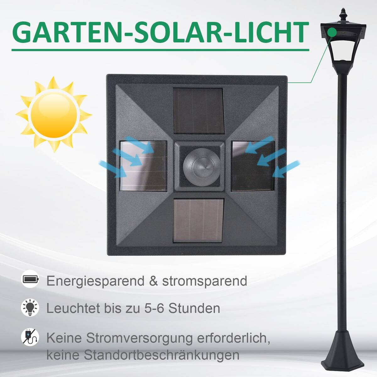Solar Laterne 842-107 schwarz Kunststoff B/H/L: ca. 15x120x15 cm