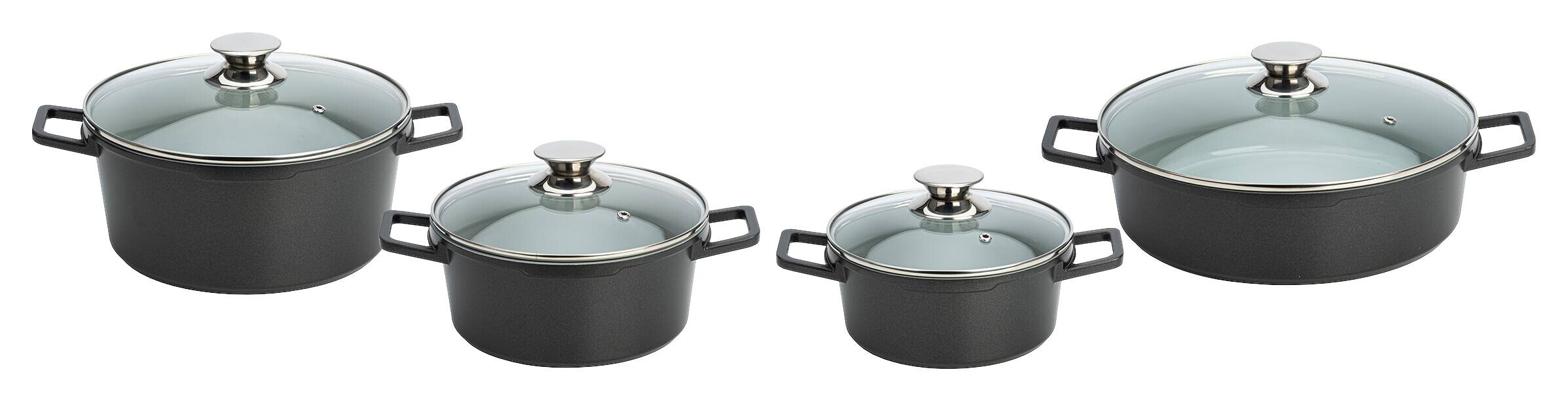 POCOline Topfset schwarz Aluminium 8 tlg.