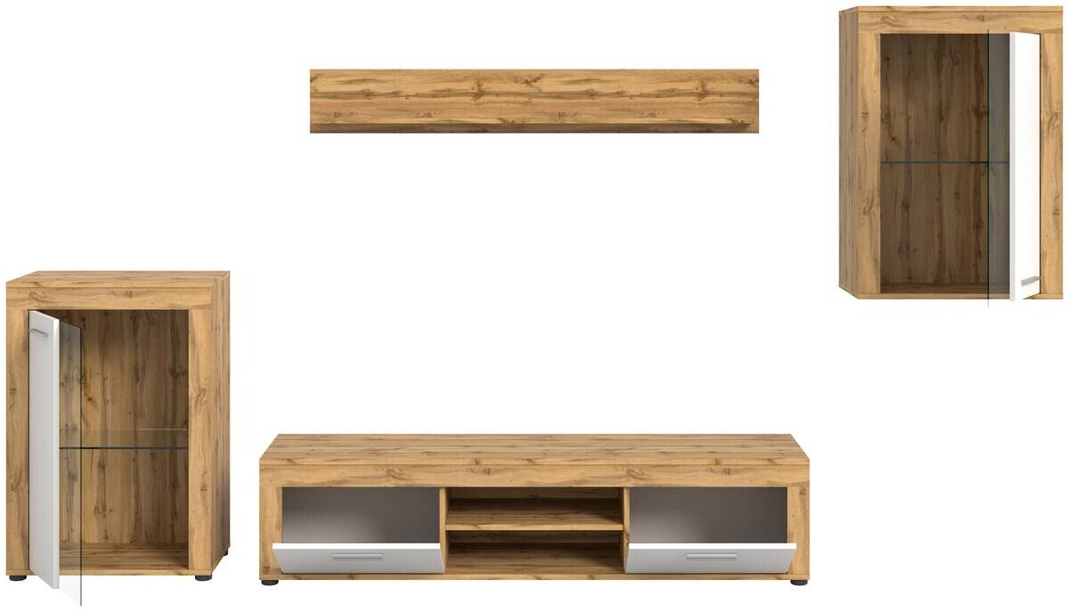 Wohnwand Jam Eiche Wotan Nachbildung weiß B/H/T: ca. 310x169x35 cm