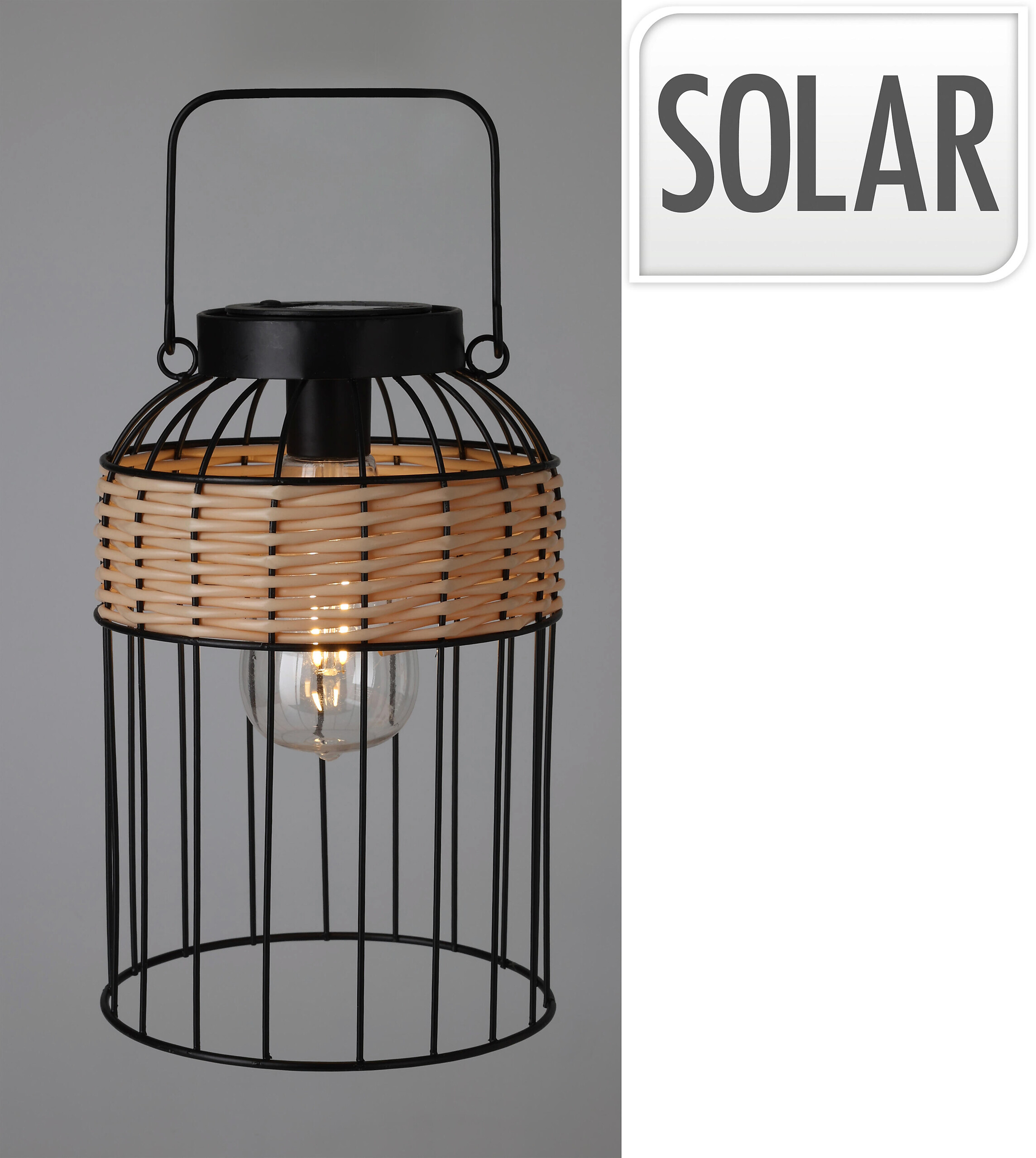 Solarlaterne schwarz Metall B/H/L: ca. 16x16x25 cm