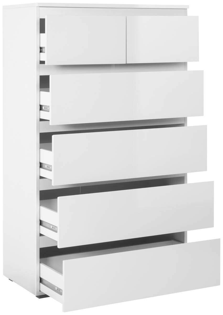 Schubkastenkommode Capetown weiß glänzend weiß B/H/T: ca. 80x132x40 cm