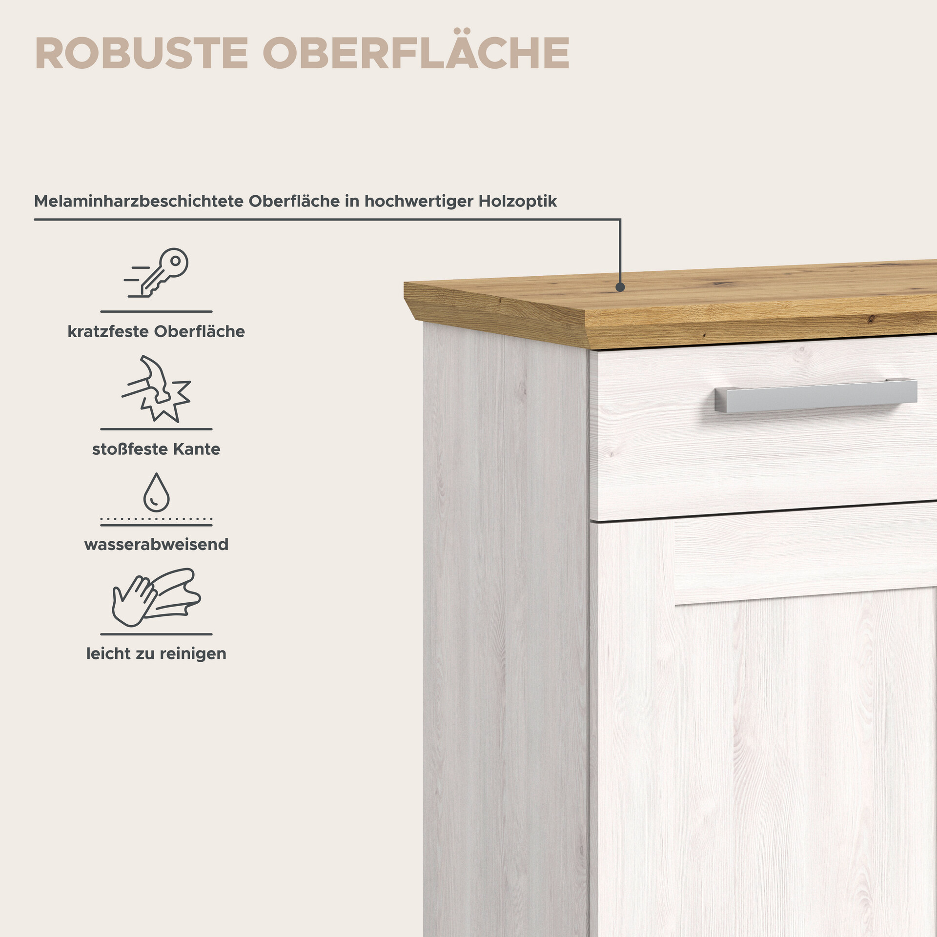 Kommode Verona Sibiu Lärche Nachbildung Eiche Artisan Nachbildung B/H/T: ca. 95x92x39 cm