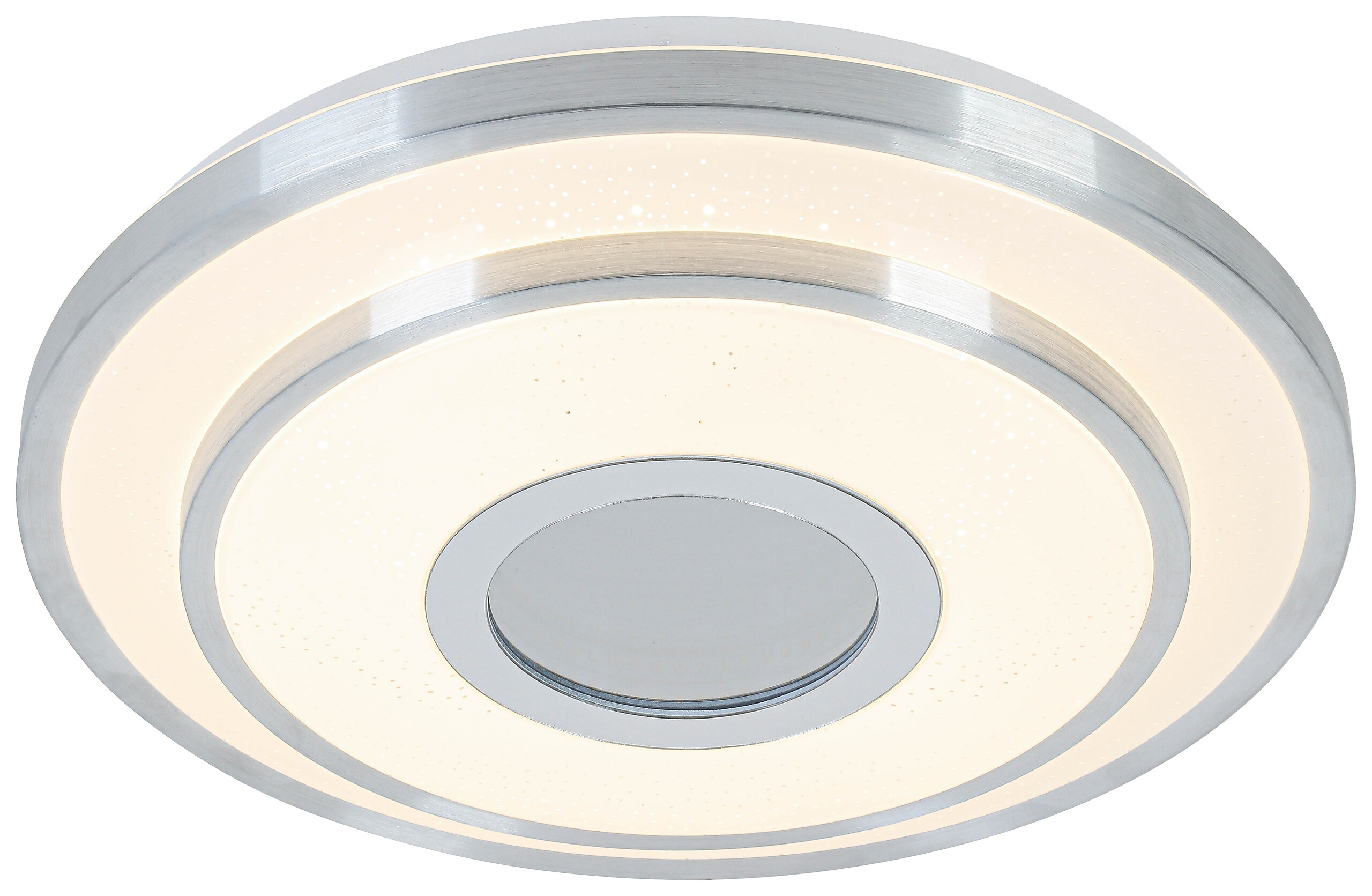 Nolo LED Deckenleuchte Chrom weiß Kunststoff Metall B/H/L: ca. 38x7,5x38 cm 2 Brennstellen