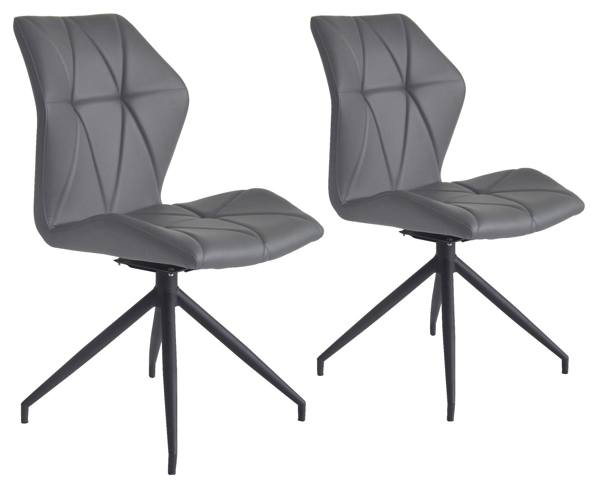 Stuhl IMKE  2er-Set grau schwarz Kunstleder Metall B/H/T: ca. 52x90,5x62 cm