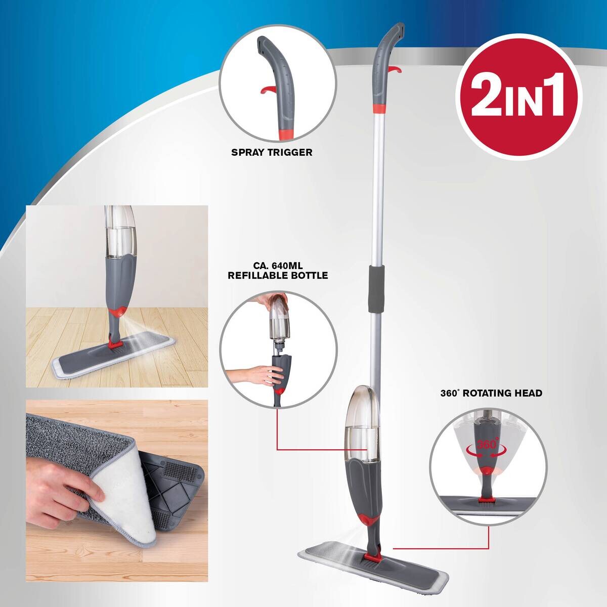 Dirt Devil Bodenwischer grau H: ca. 126 cm