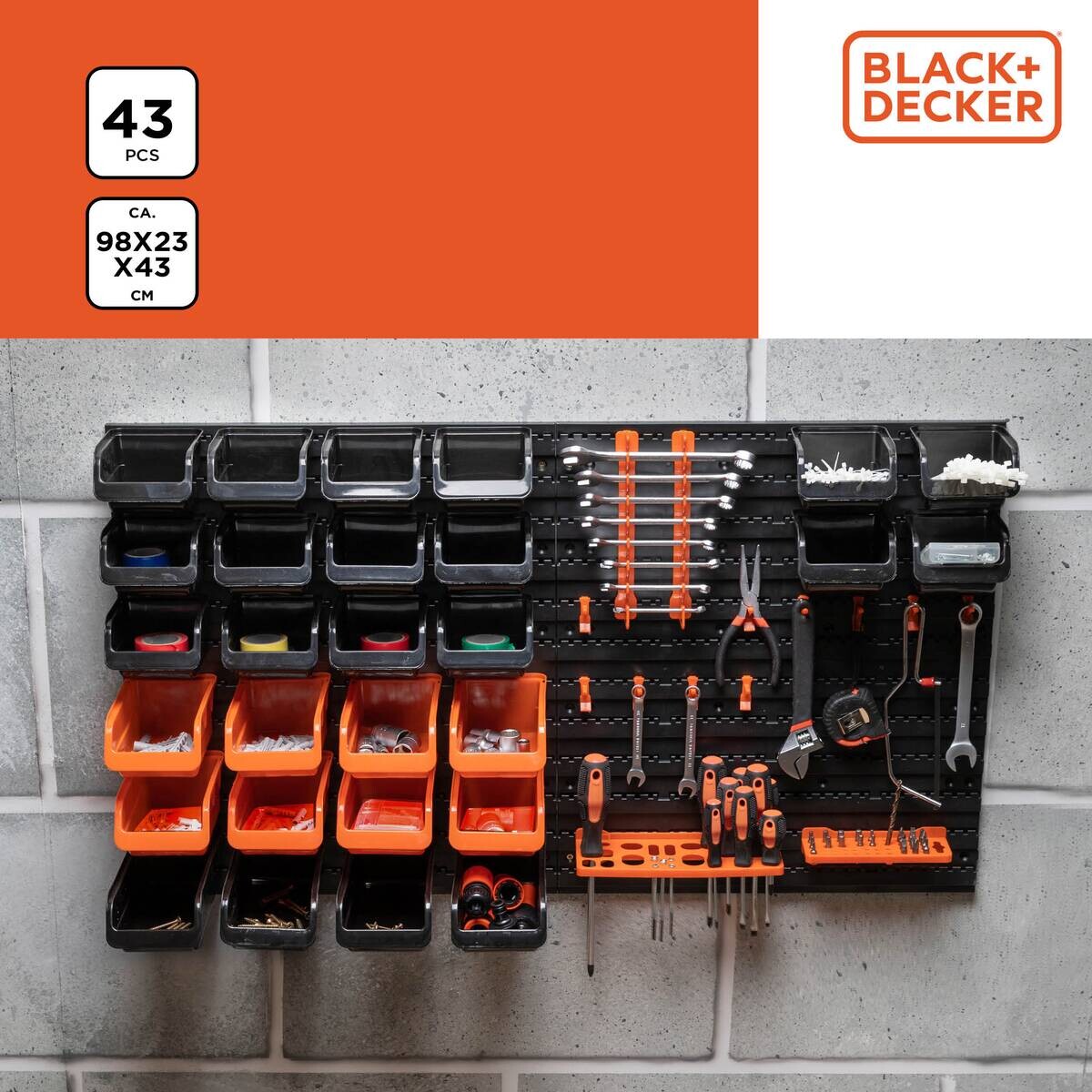 BLACK+DECKER Werkzeugwand orange B/H/L: ca. 14,2x56,3x50 cm