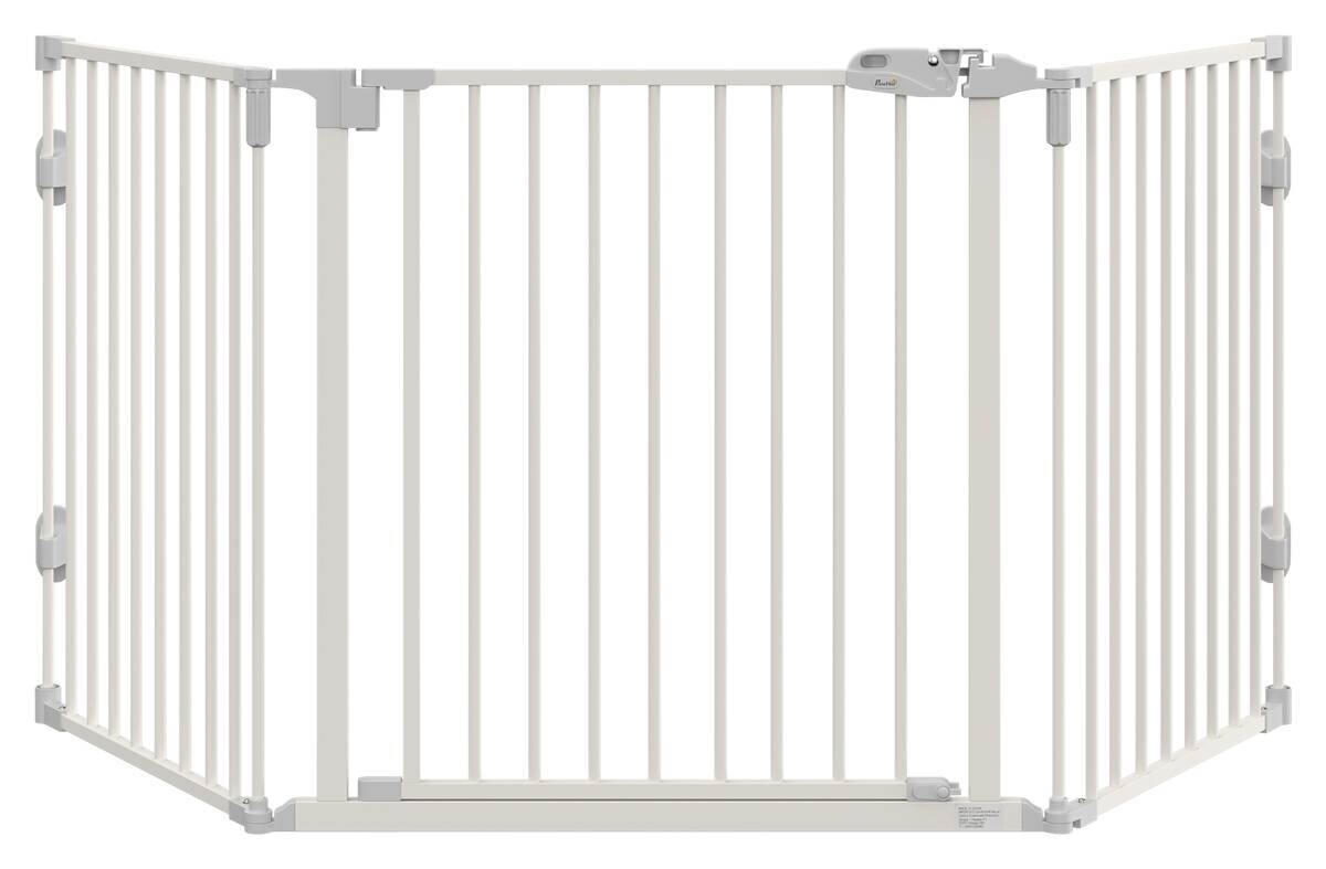 PawHut Hunde-Schutzgitter weiß Edelstahl B/H/L: ca. 2x202,5x76 cm