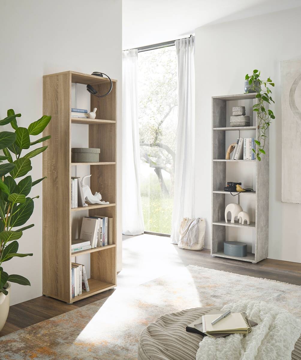 Regal Small Back Beton Optik weiß B/H/T: ca. 50x165x30 cm