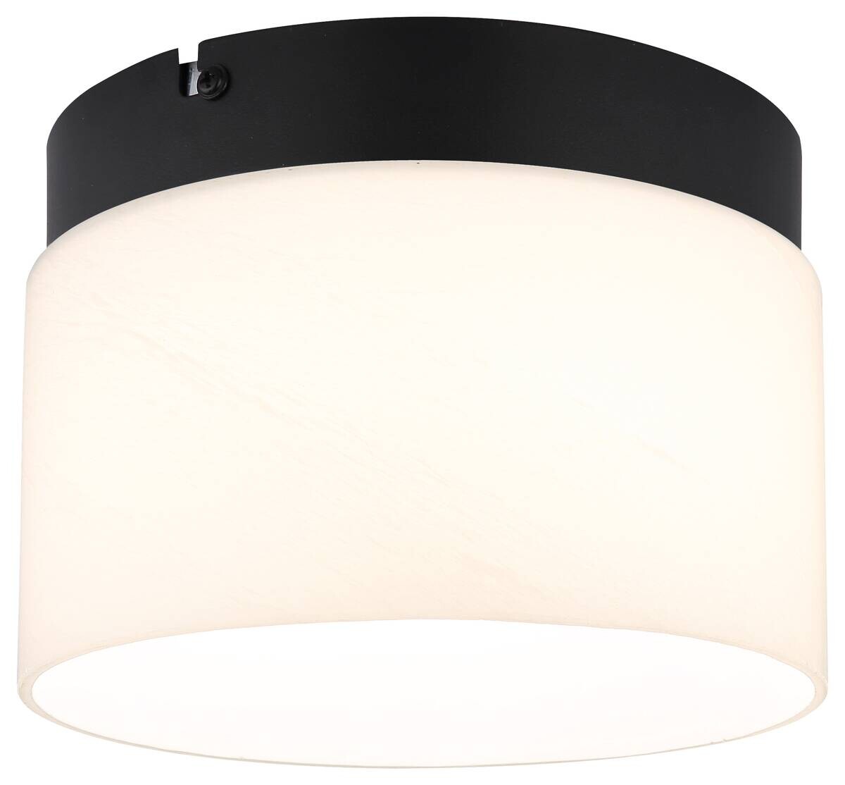 GLOBO Deckenleuchte mattschwarz Opal Metall Glas H/D: ca. 14x20 cm 1 Brennstellen