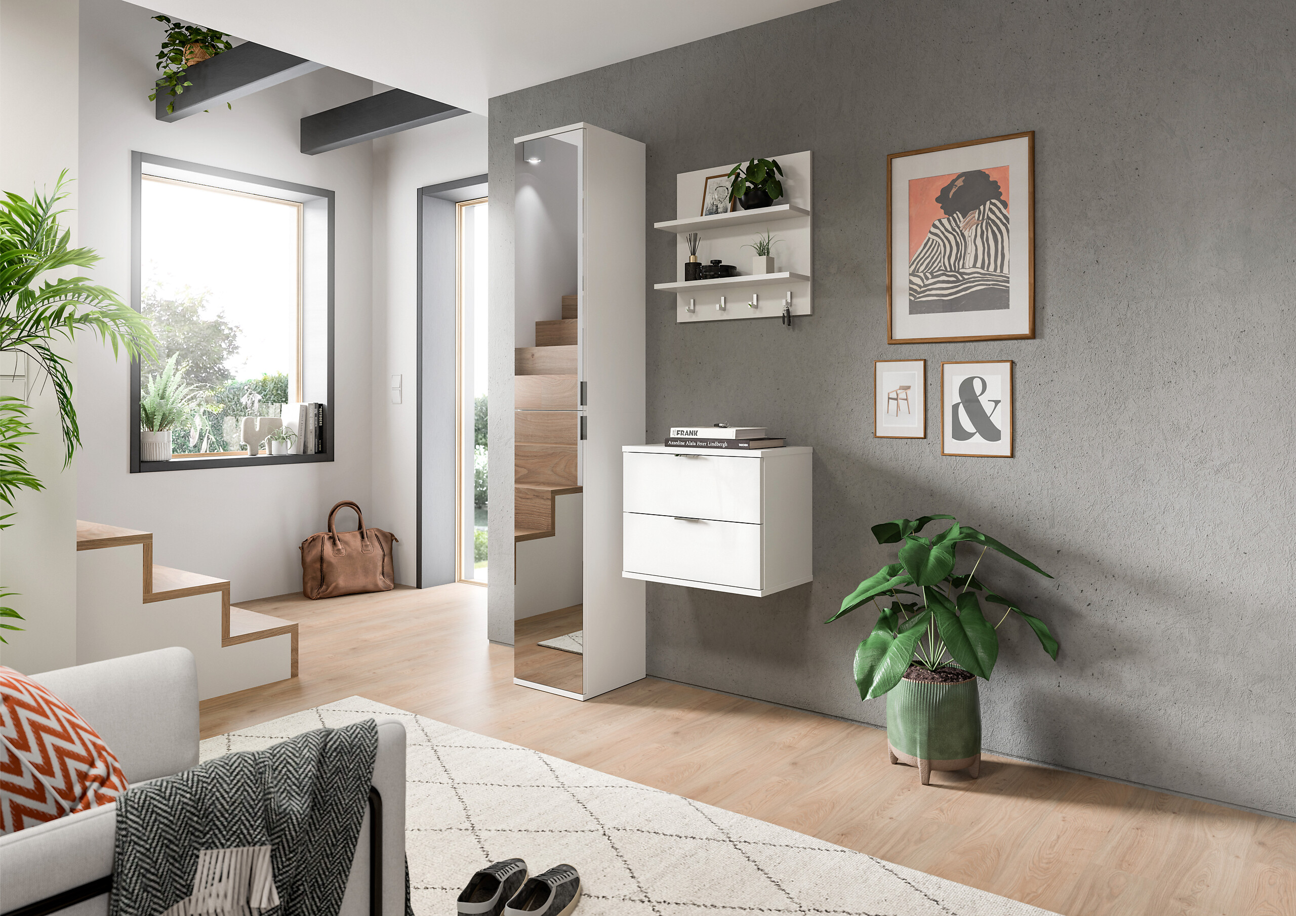 Garderobe PROJEKT X weiß weiß Hochglanz B/H/T: ca. 82x191x37 cm