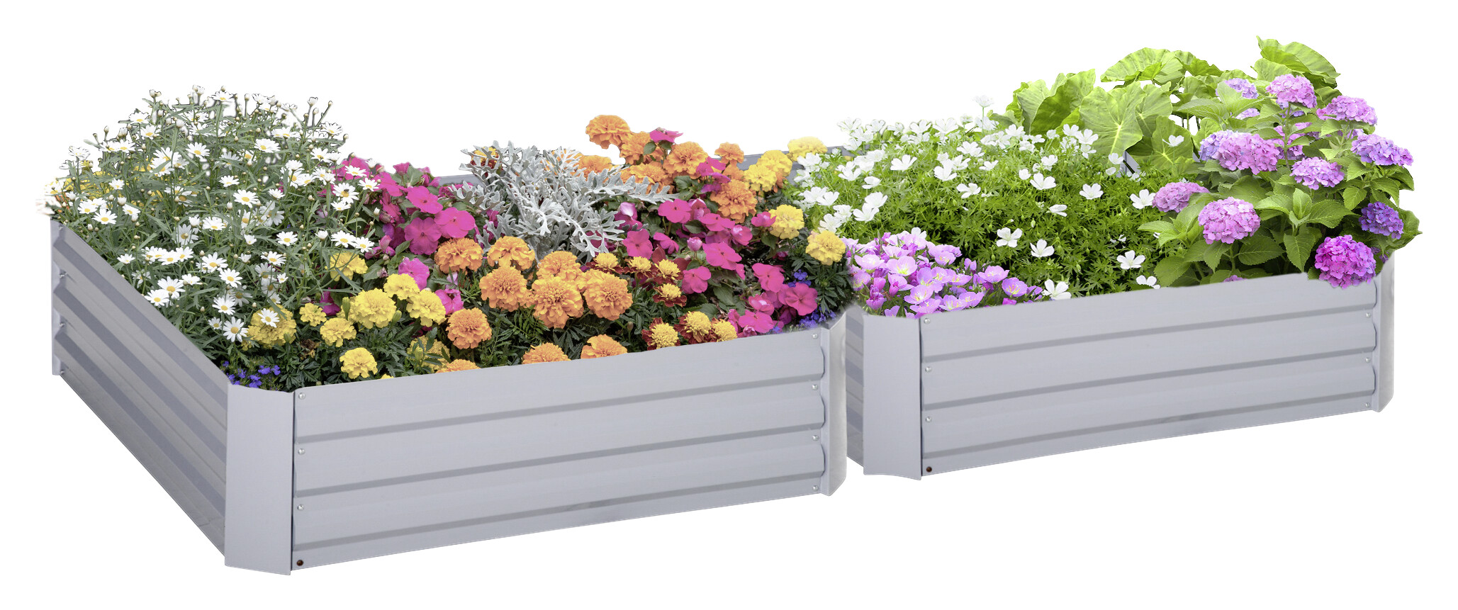 Outsunny Hochbeet 2er-Set grau Stahl B/H/L: ca. 100x30x100 cm