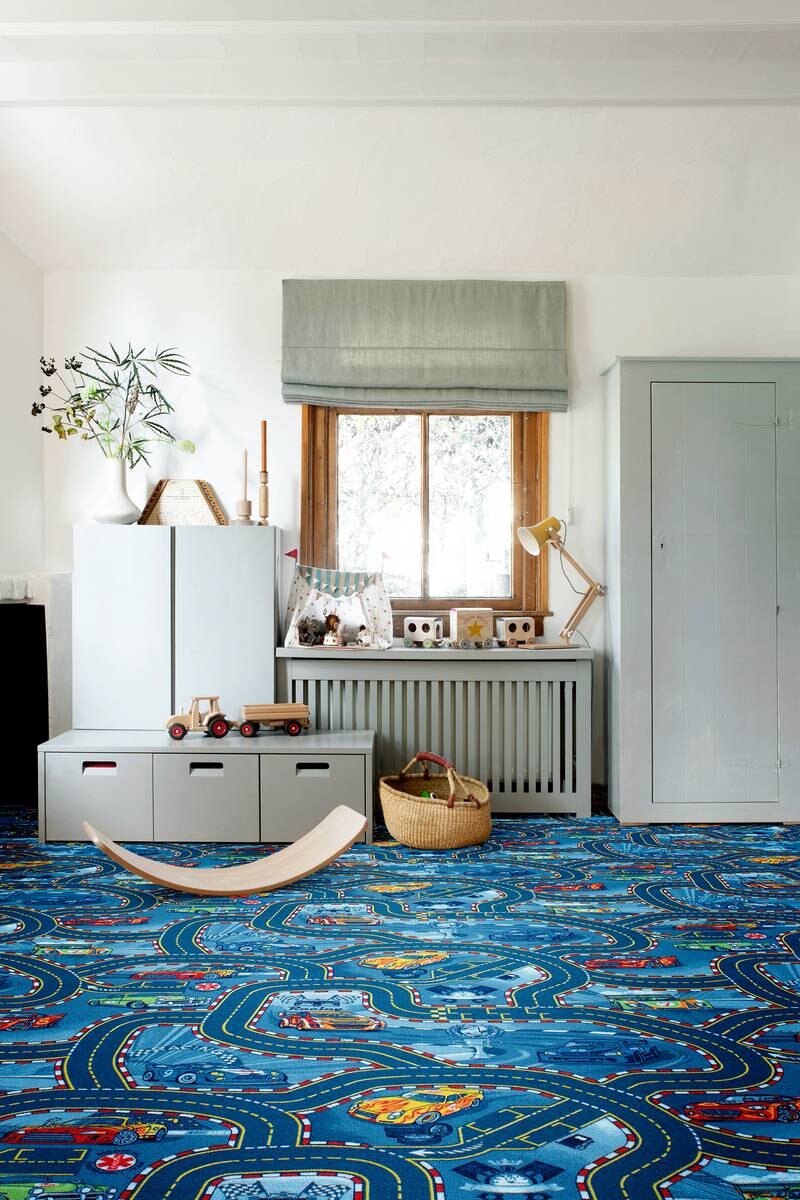 Teppichboden Racers blau B: ca. 400 cm pro m²