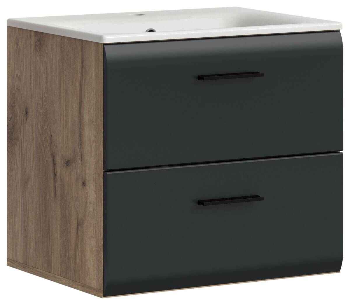 Waschplatz Ice Nox Oak Nachbildung schwarz matt B/H/T: ca. 60x55x46 cm
