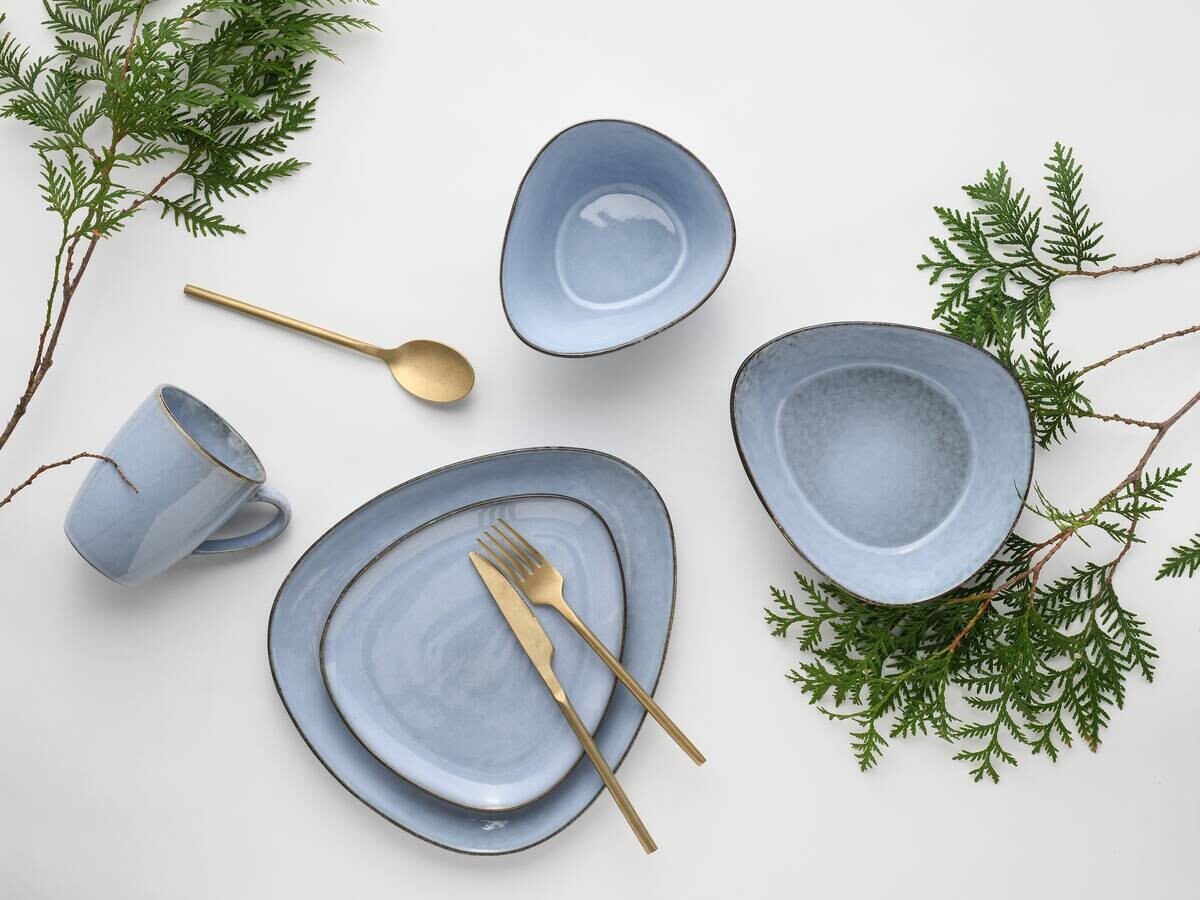 CreaTable Kombiservice Cloudy Skyblue blau Steinzeug 10 tlg.