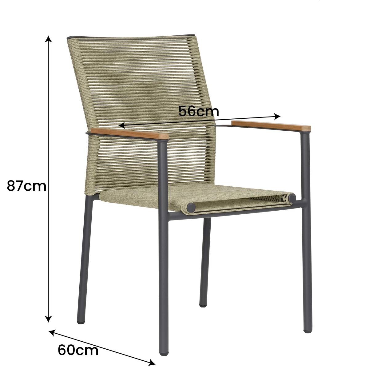 POCOline Gartenstuhl Turin salbei Webstoff B/H/L: ca. 60x87x56 cm