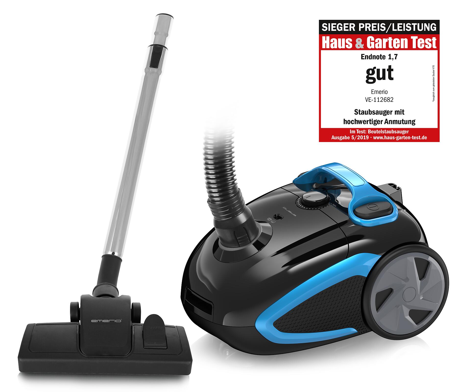 Emerio Bodenstaubsauger VE-112682.8 schwarz blau Kunststoff Metall B/H/L: ca. 27x24x35 cm