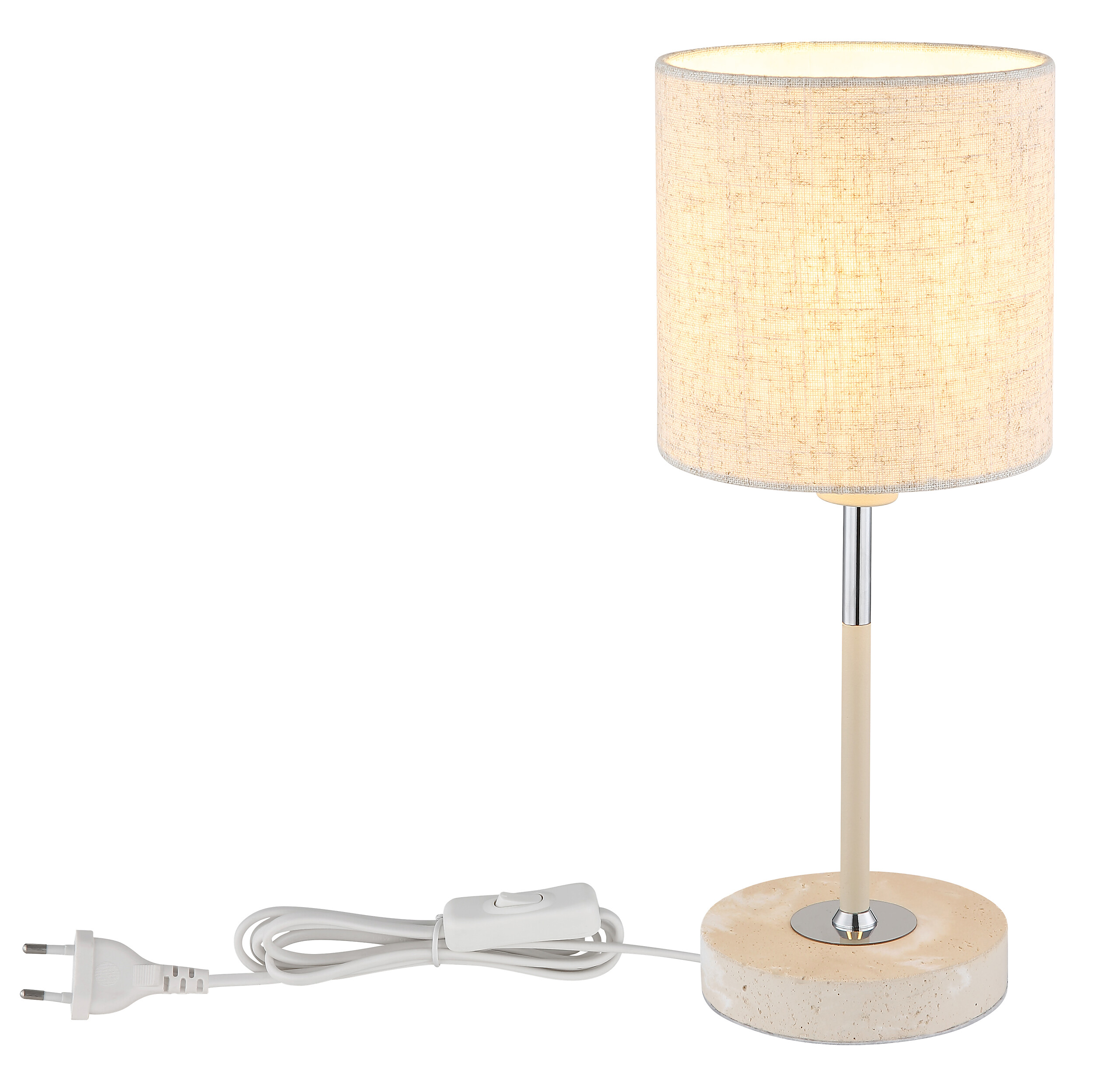 Tischleuchte sand Metall Textil H/D: ca. 35x15 cm E14 1 Brennstellen