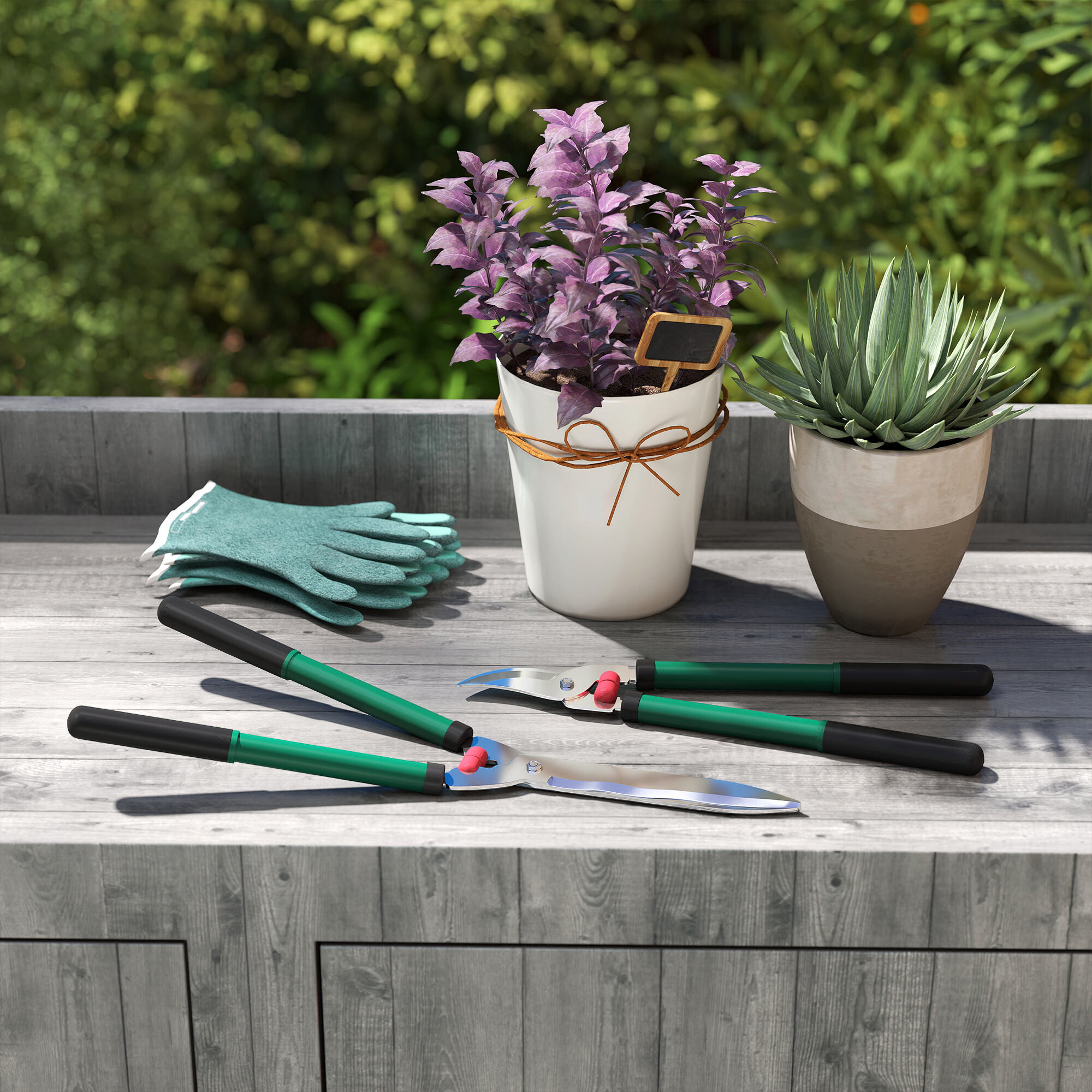 Outsunny Gartenwerkzeug-Set grün Kunststoff B/H/L: ca. 17x4,5x51 cm