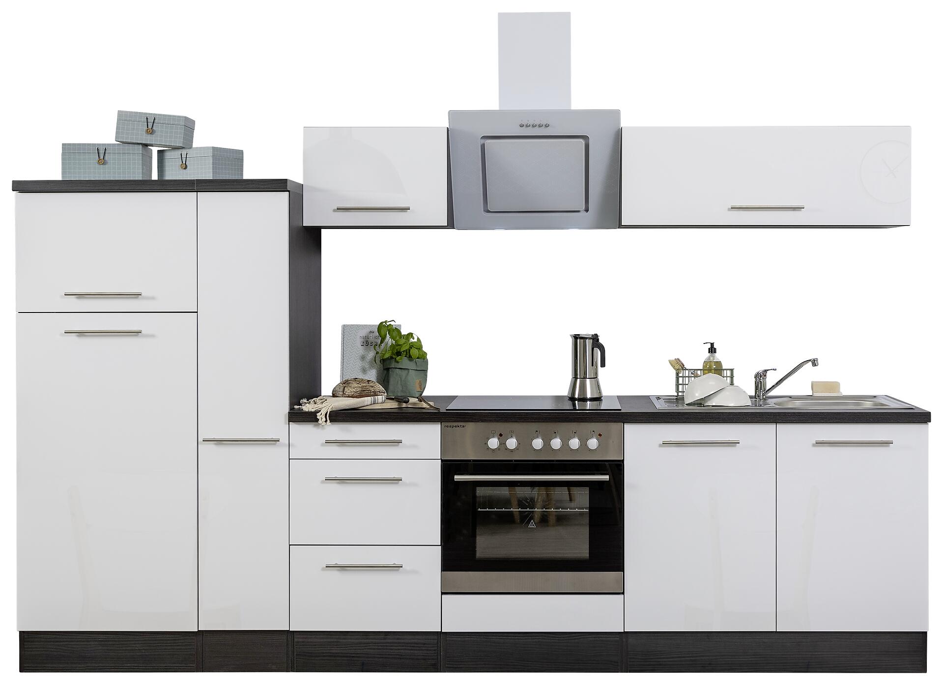 Respekta Küchenblock Amanda weiß Hochglanz B/H/T: ca. 300x200x60 cm