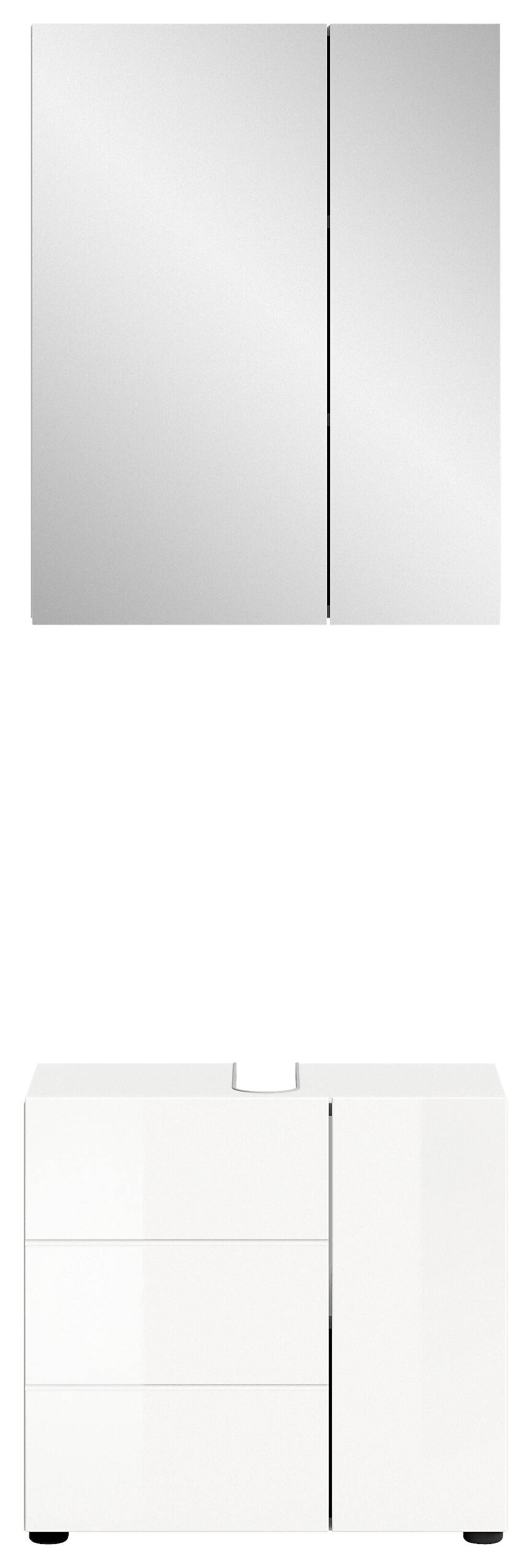 Badezimmer-Set VIRA weiß weiß Hochglanz B/H/T: ca. 60x190x34 cm