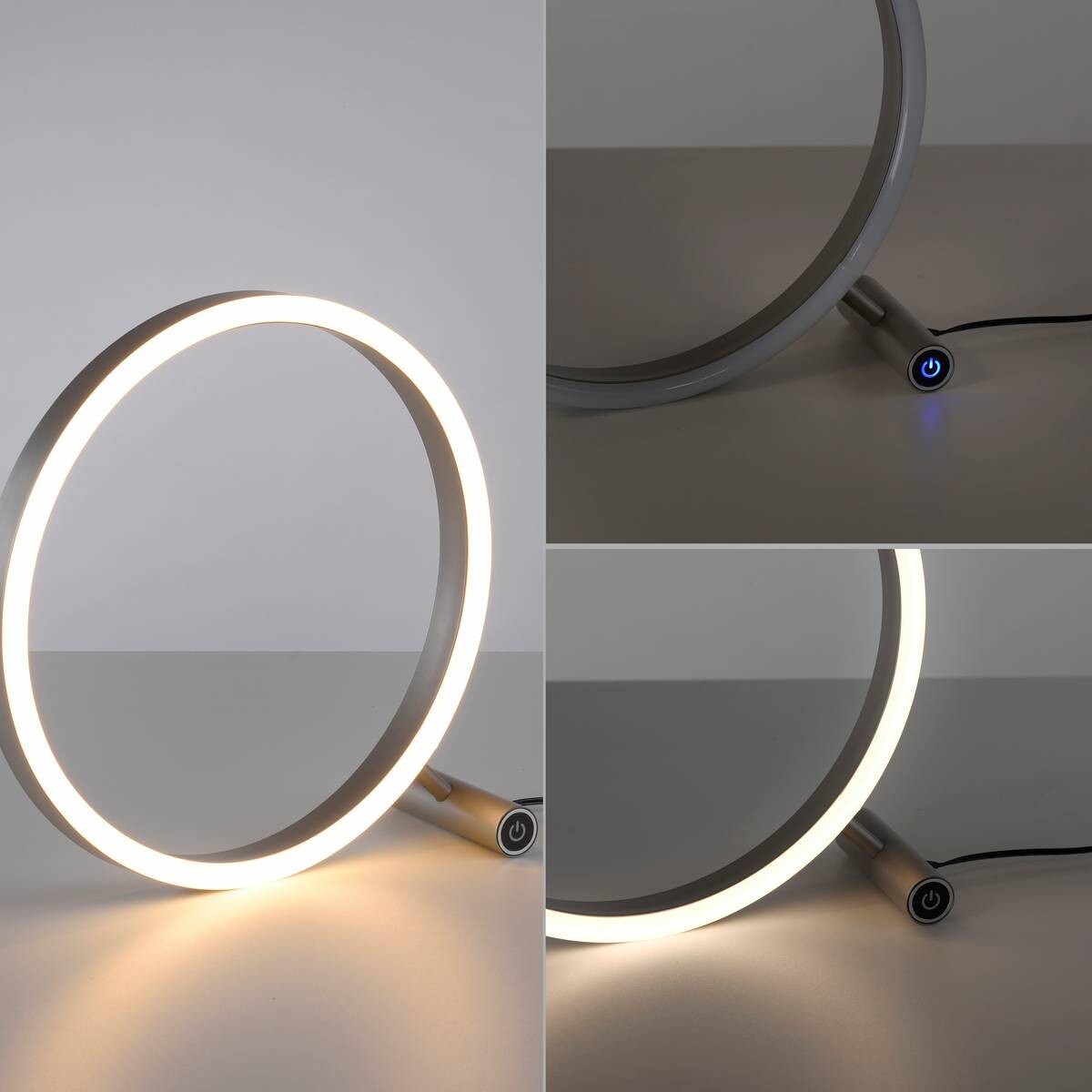 Just Light LED-Touch-Tischleuchte RITUS 15390-95 Alu weiß Metall B/H/T: ca. 30x30x10 cm 1 Brennstellen