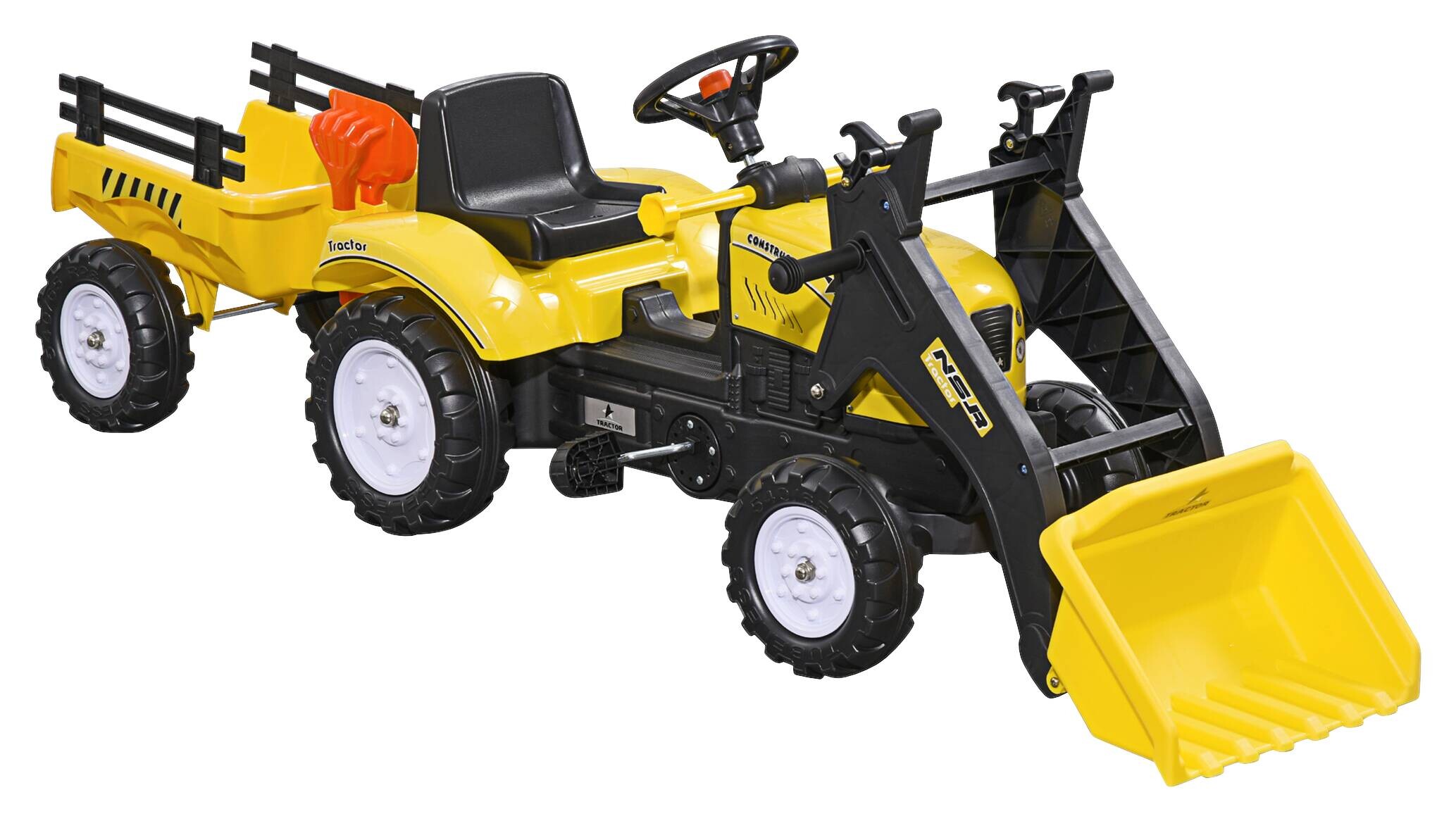 HOMCOM Kinder-Trettraktor gelb B/H/L: ca. 41x52x167 cm