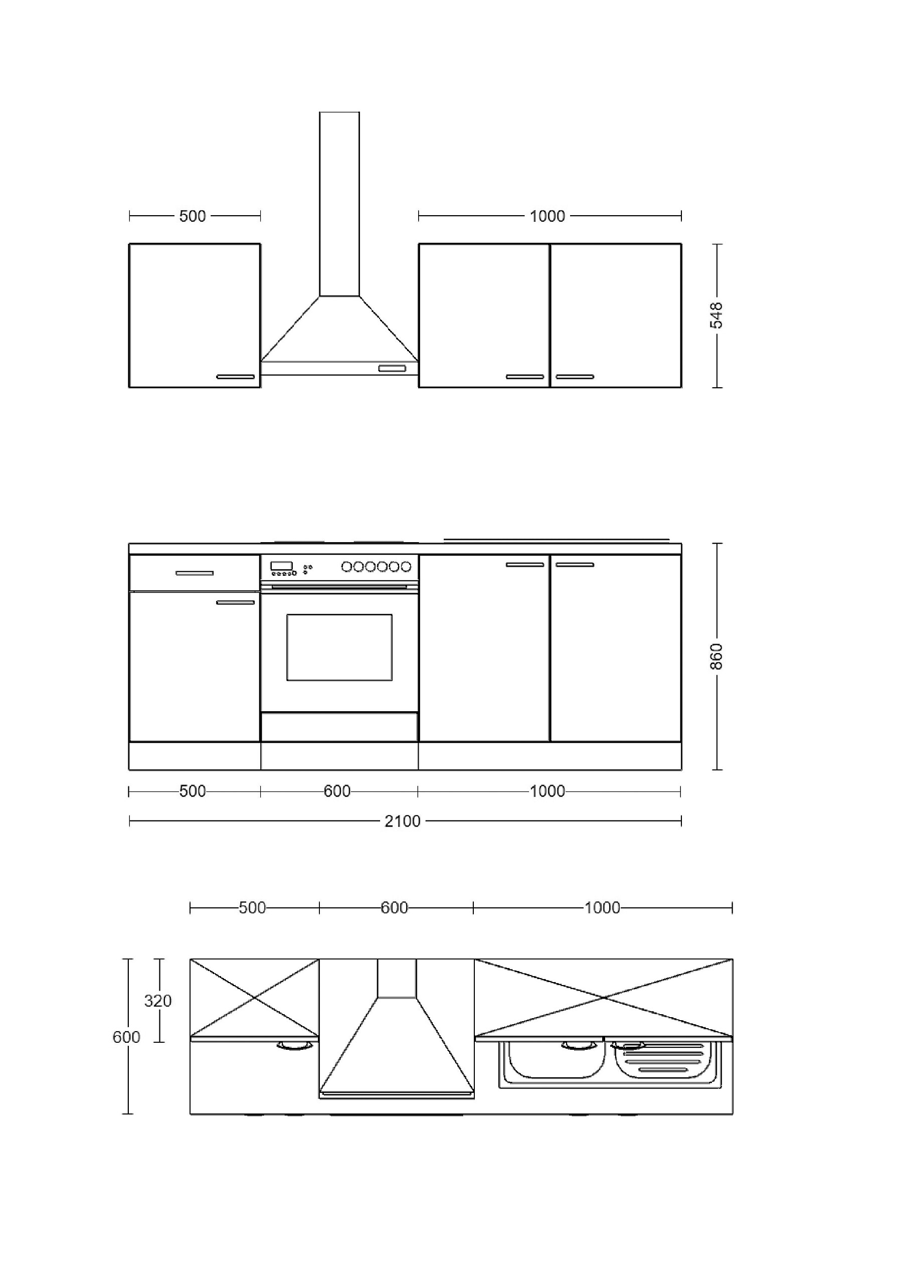 Küchenblock Valero weiß Hochglanz B/H/T: ca. 210x200x60 cm