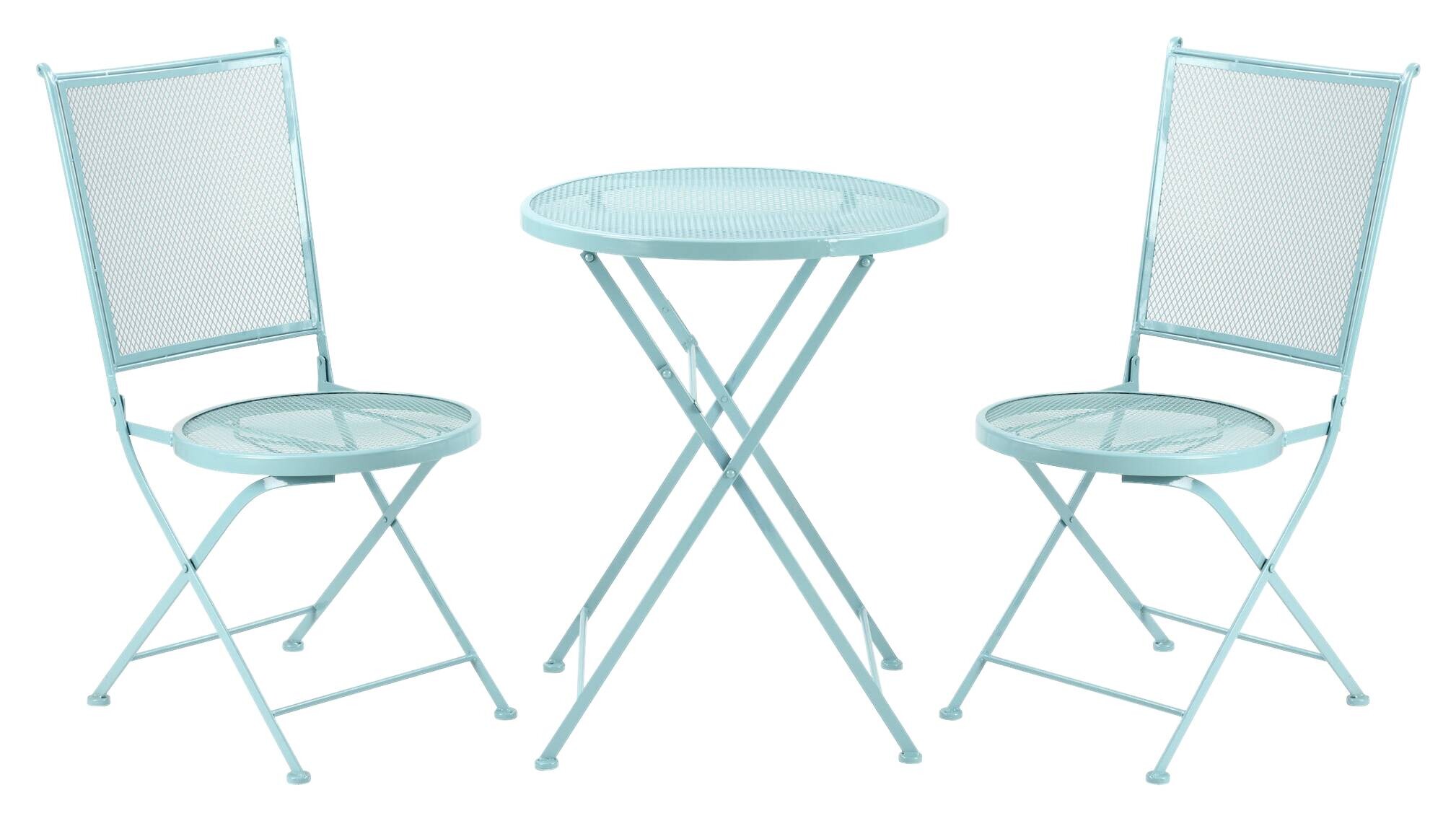 Outsunny Balkonset hellblau Metall H/D: ca. 70x56 cm