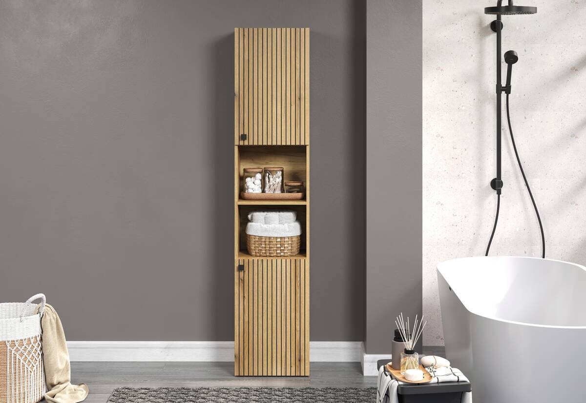 Hochschrank Pure Bliss Eiche Evoke Oak Nachbildung schwarz B/H/T: ca. 40x186x31 cm Hochschrank Pure Bliss Eiche Evoke Oak Nachbildung schwarz B/H/T: ca. 40x186x31 cm